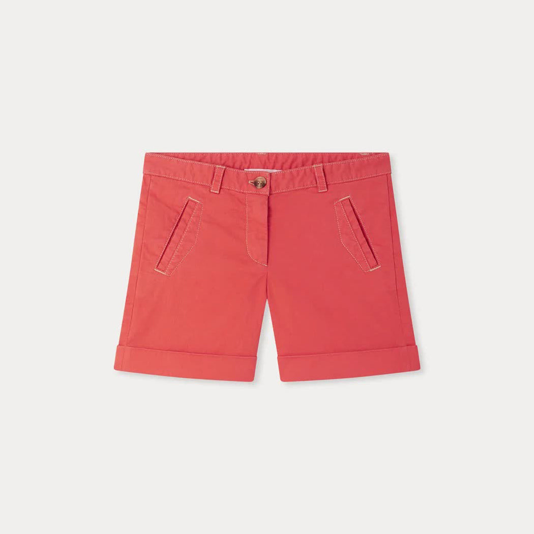 Girls Red Cotton Shorts