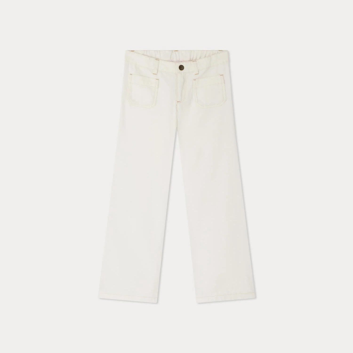 Girls White Cotton Trousers