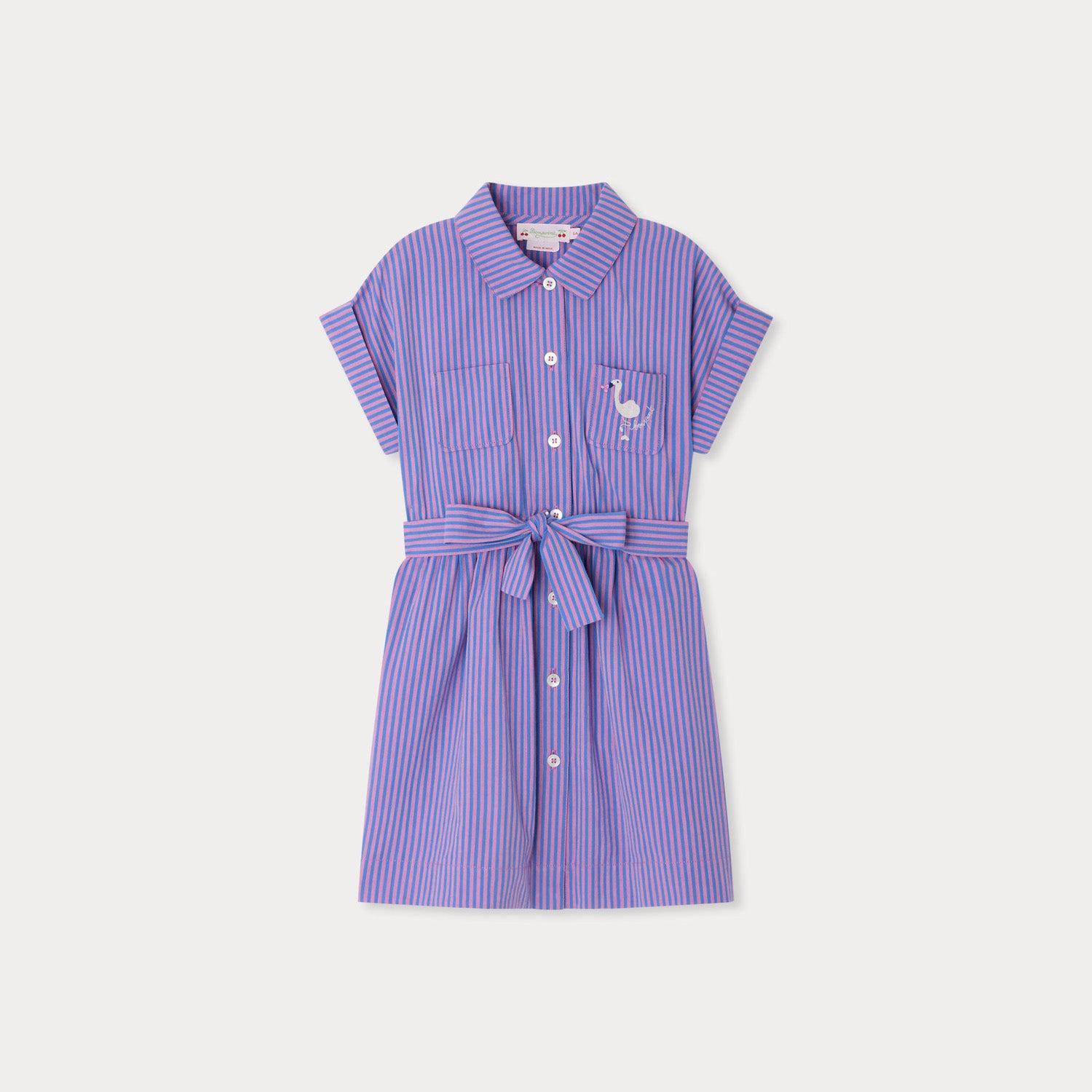 Girls Purple Stripes Cotton Dress