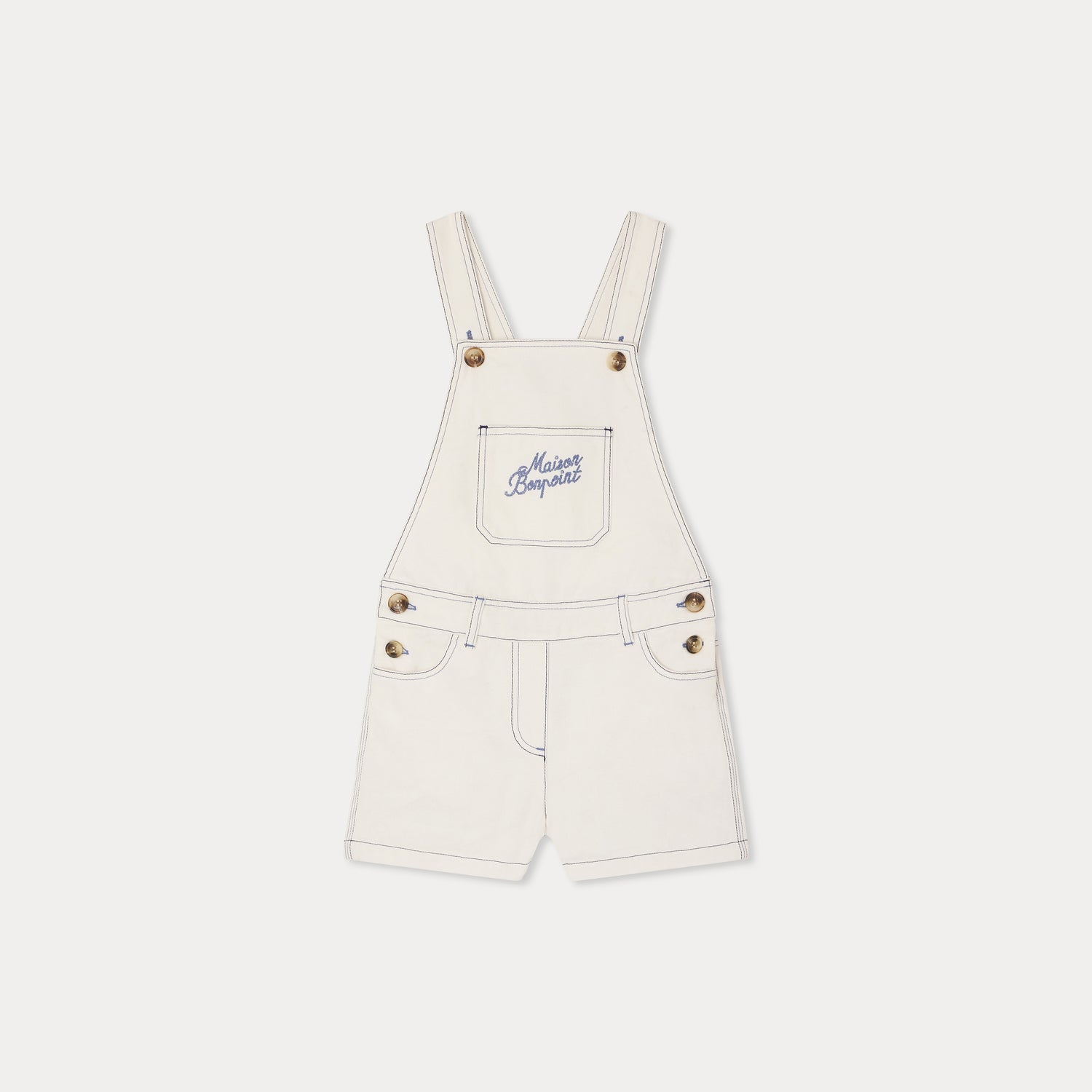 Girls White Denim Jumpsuit