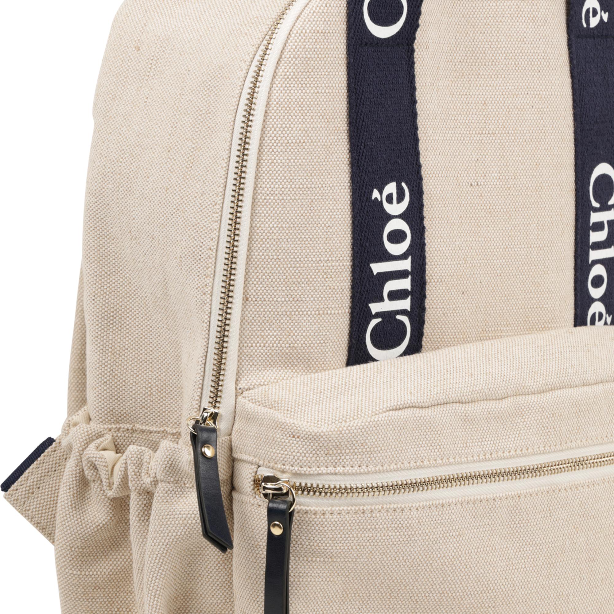 Sac à dos en toile beige pour filles (L x l x H : 28 x 9 x 36 cm)