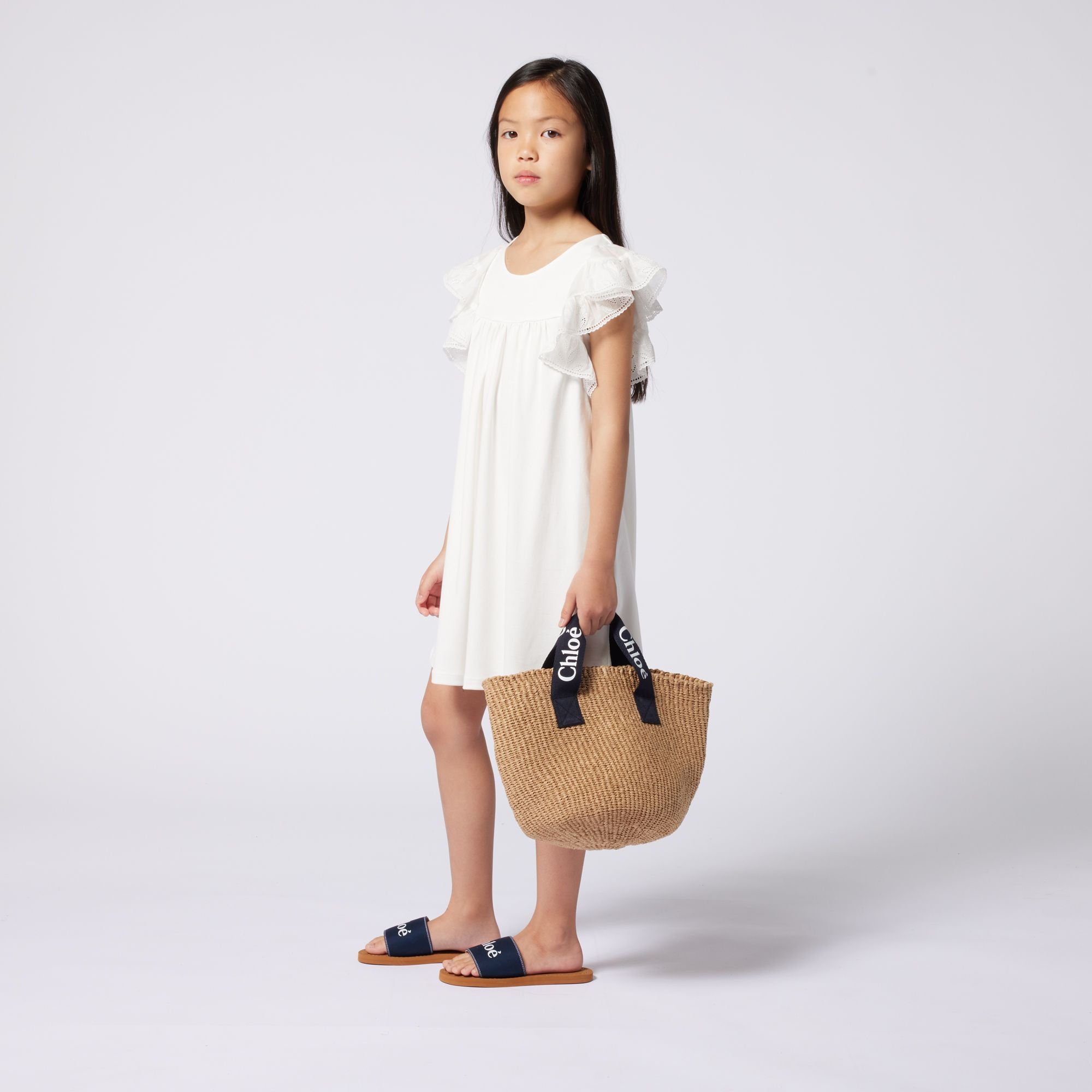 Sac à main tressé beige pour fille (L33cmxH22cm)