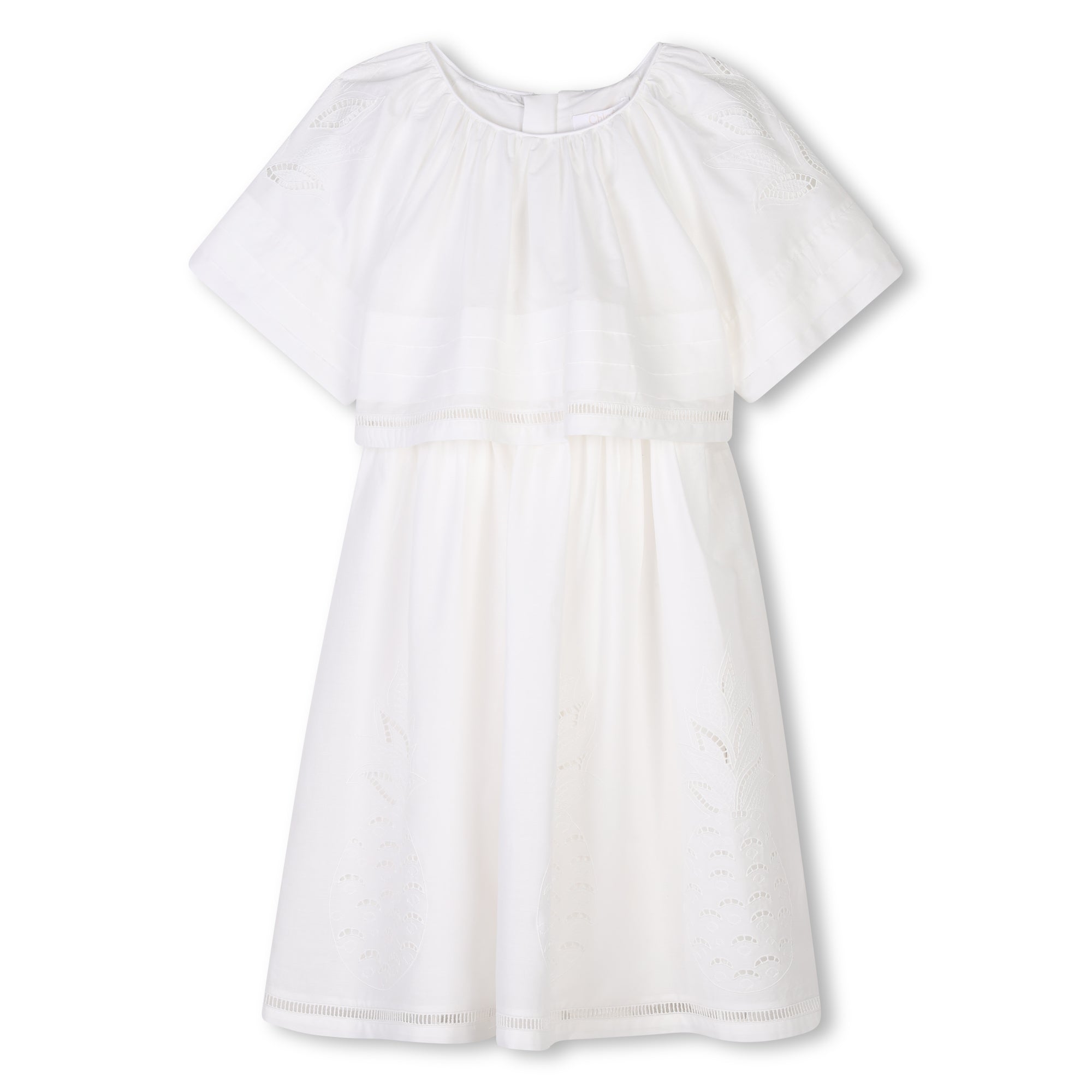 Girls White Embroidered Cotton Dress