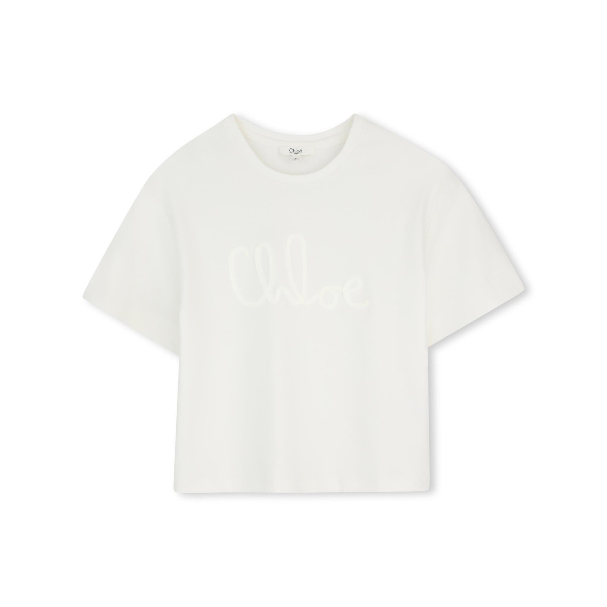 Girls White Logo Cotton T-Shirt