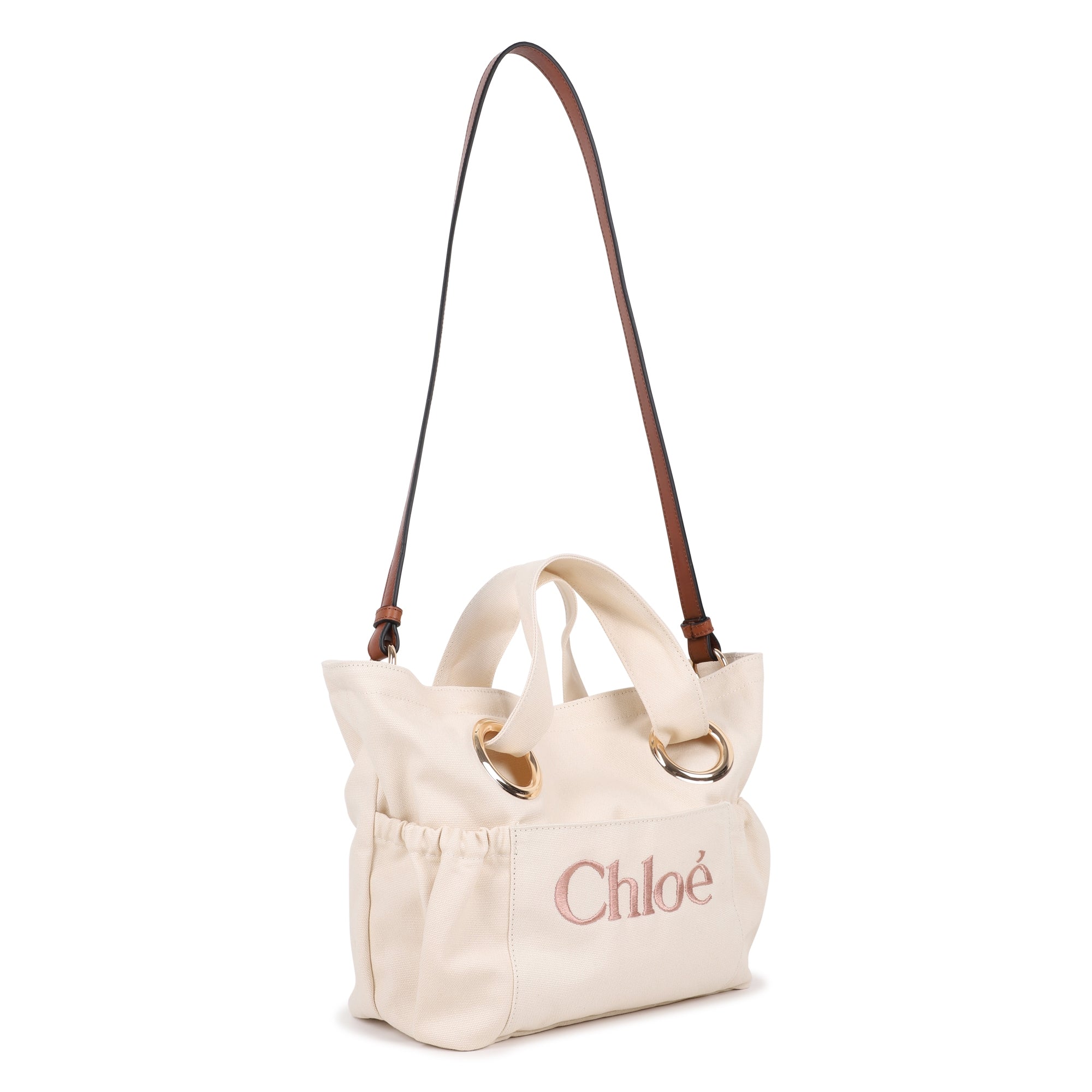 Girls Beige Embroidered Logo Handbag(W40 x H25 x D12 cm)