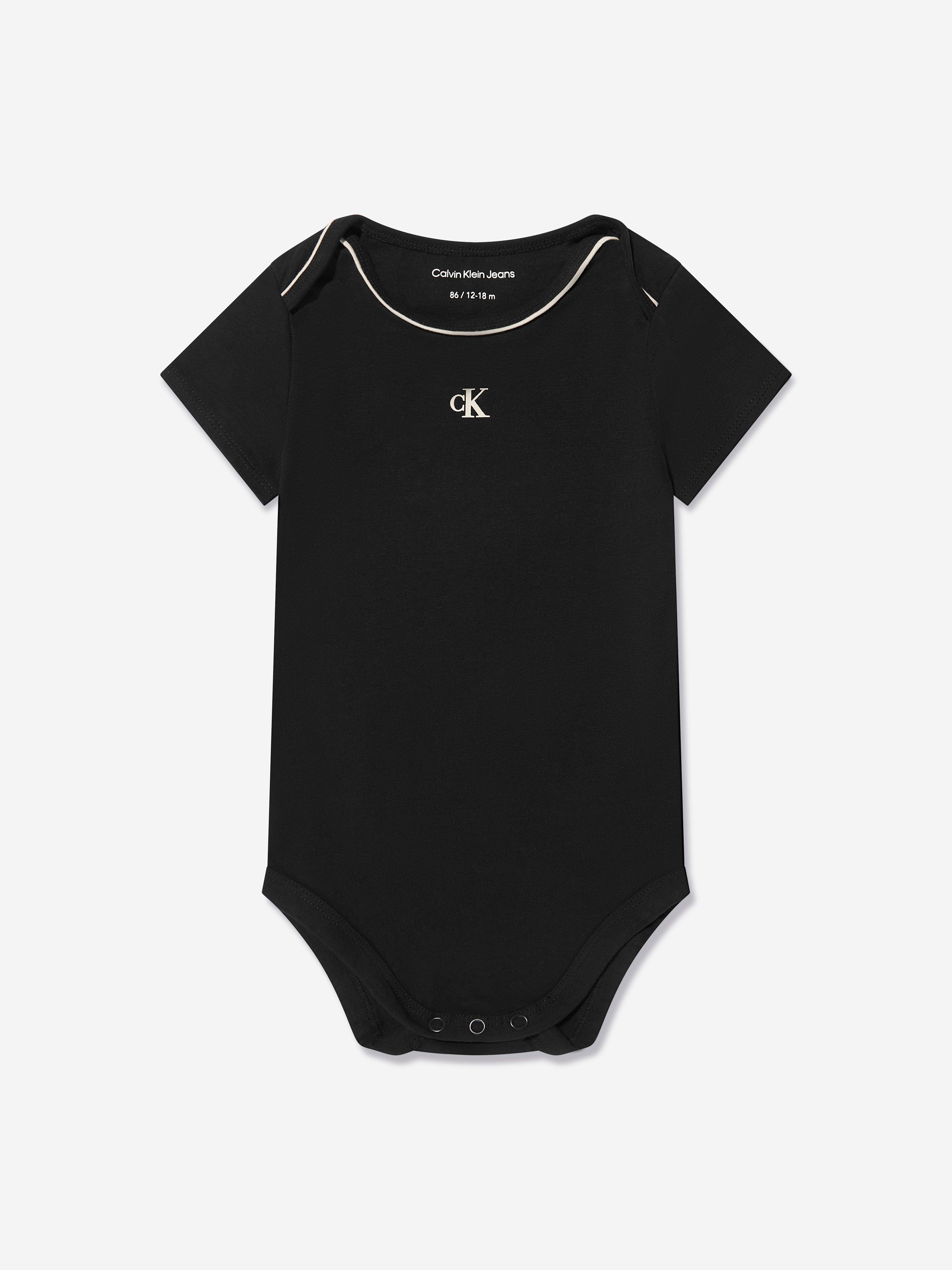 Calvin Klein Baby Monogram Bodysuit And Bib Gift Set in Black