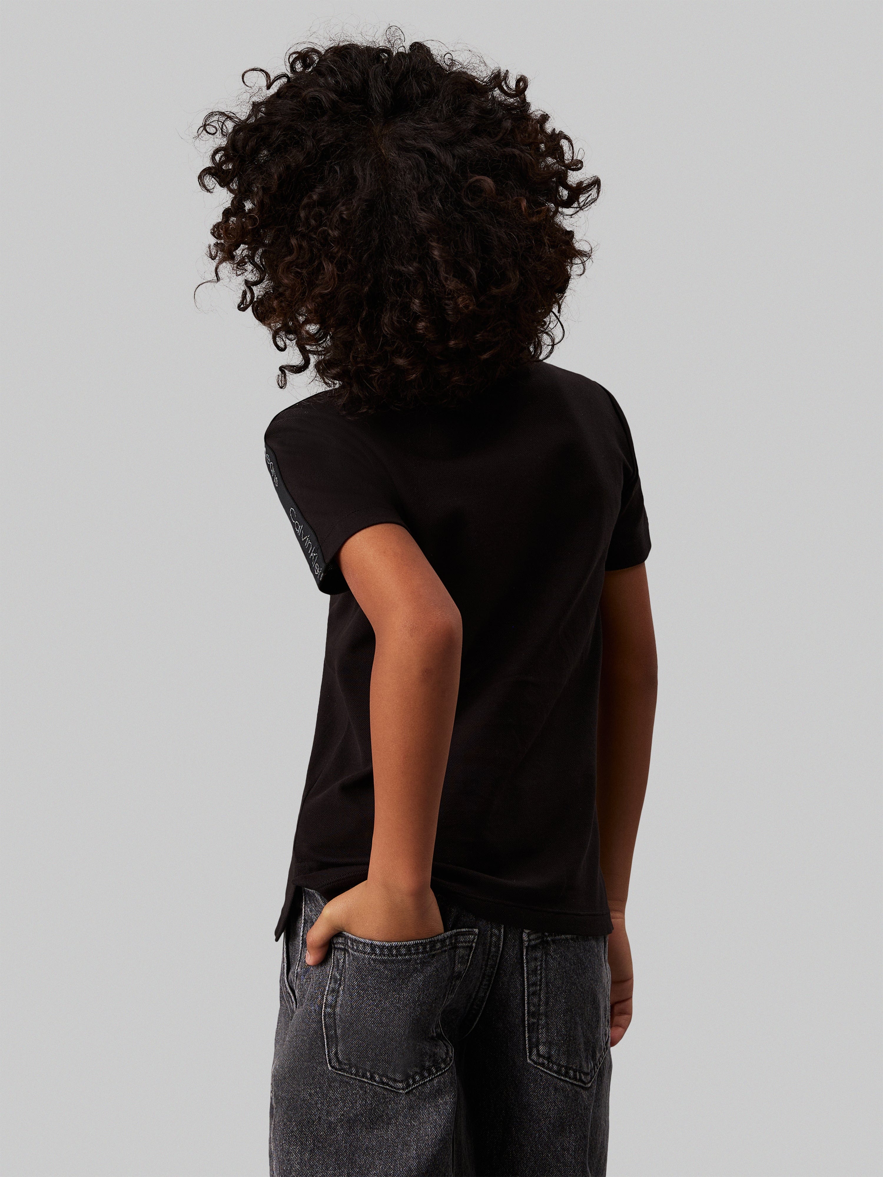 Boys Slim Fit Polo Shirt in Black