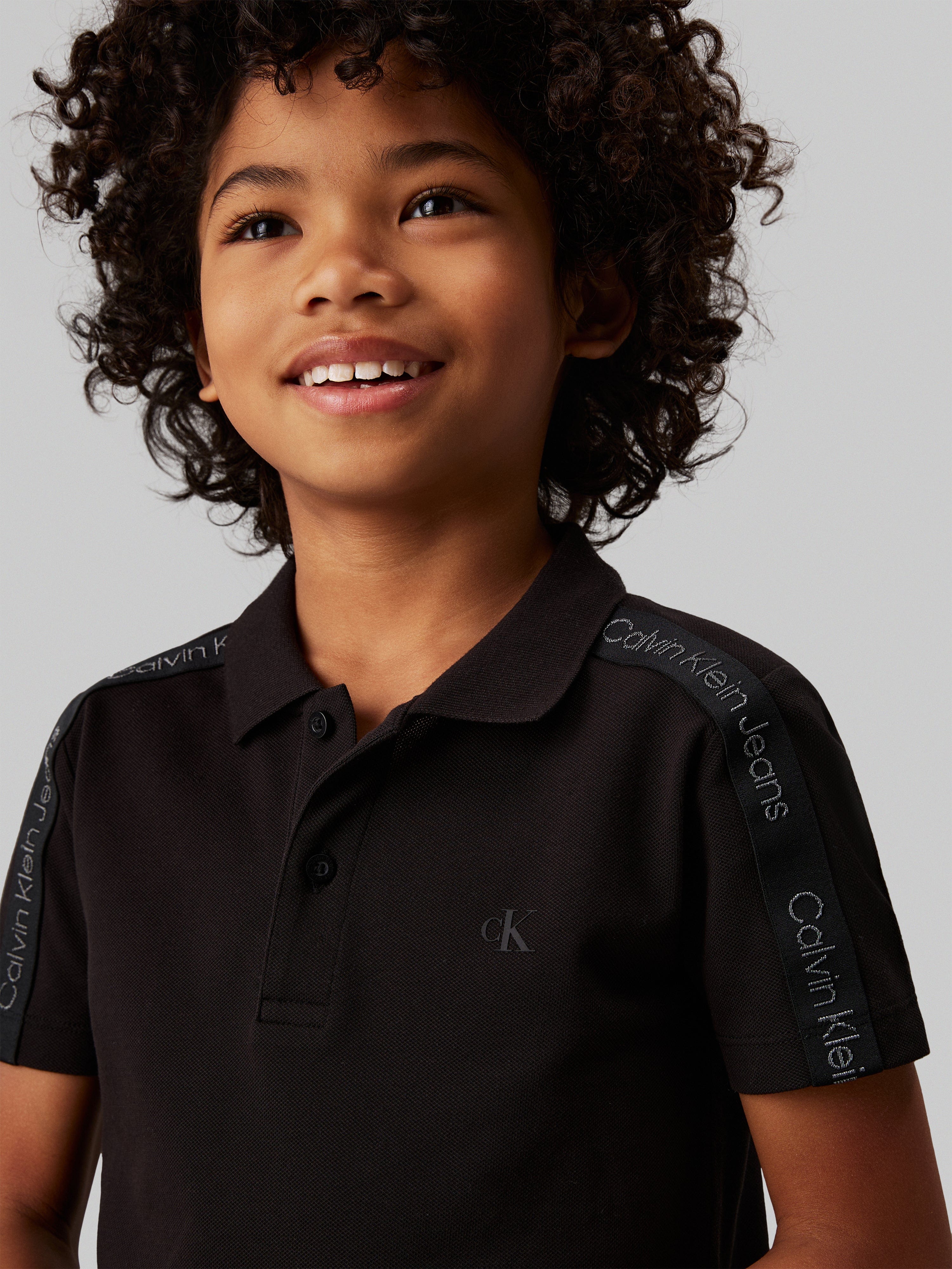 Boys Slim Fit Polo Shirt in Black