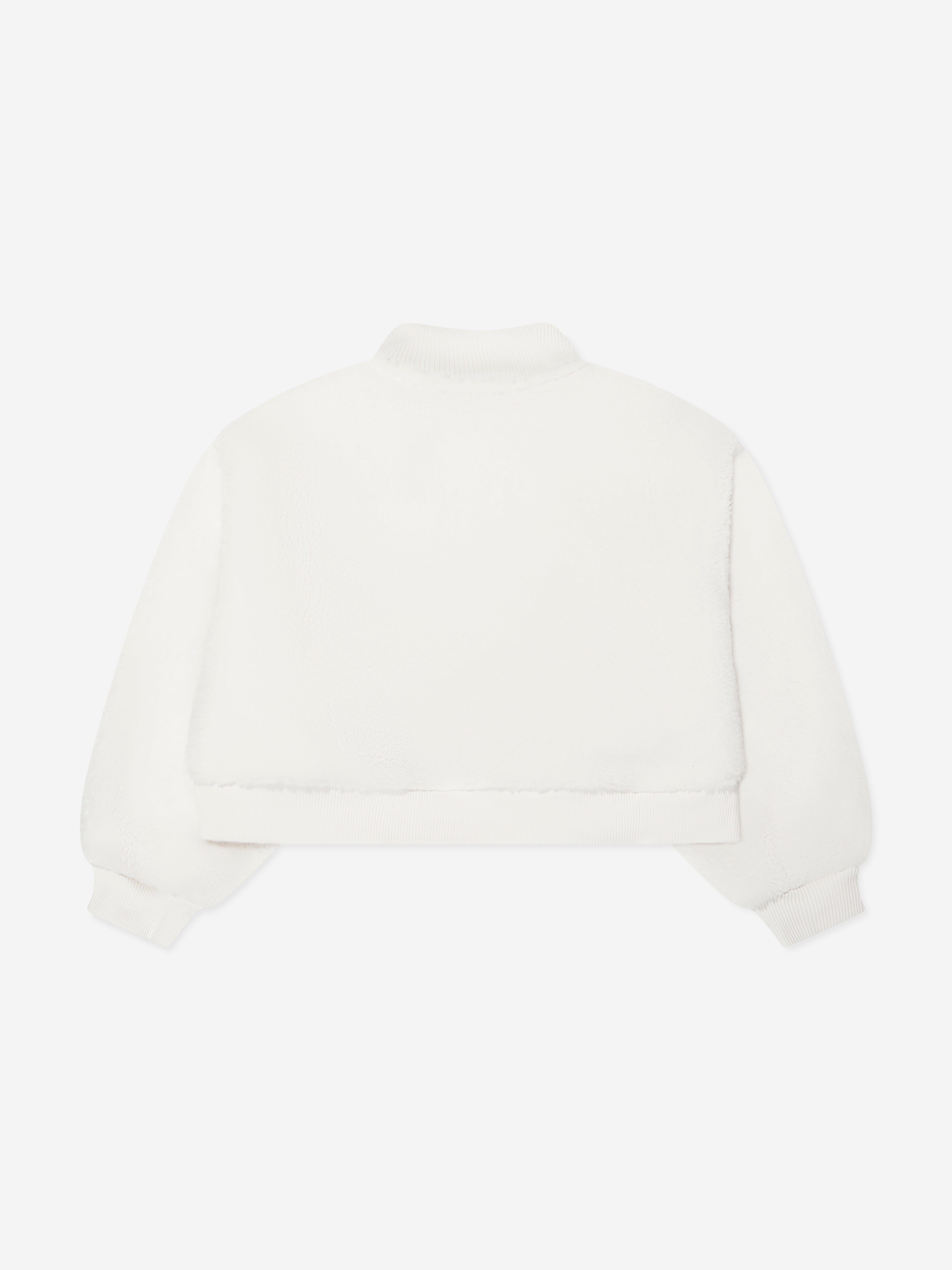 Girls Sherpa Fleece Half Zip Sweatshirt in Ivory
