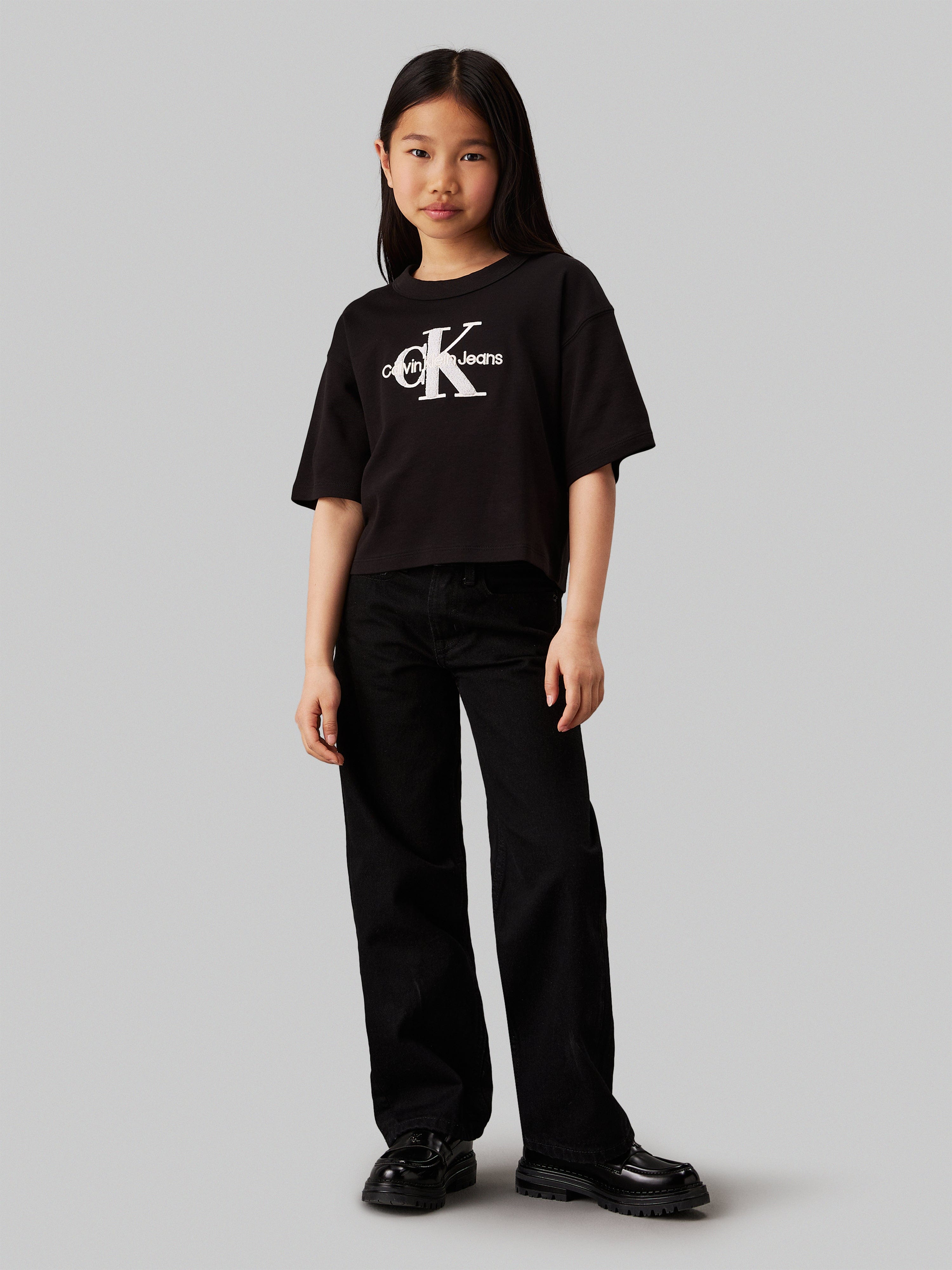 Girls Teddy Monologo T-Shirt in Black