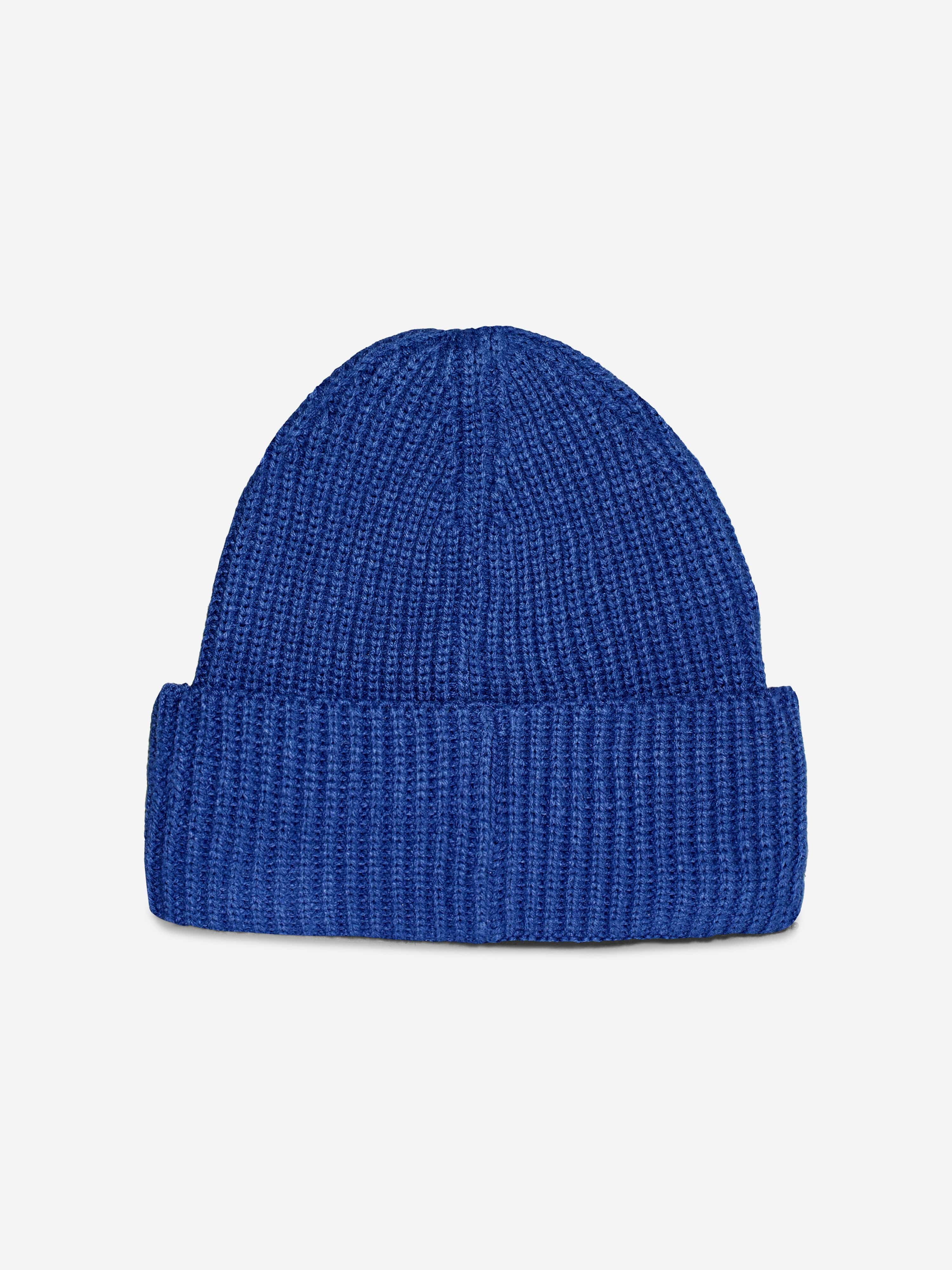 Boys Monogram Rib Beanie Hat in Blue