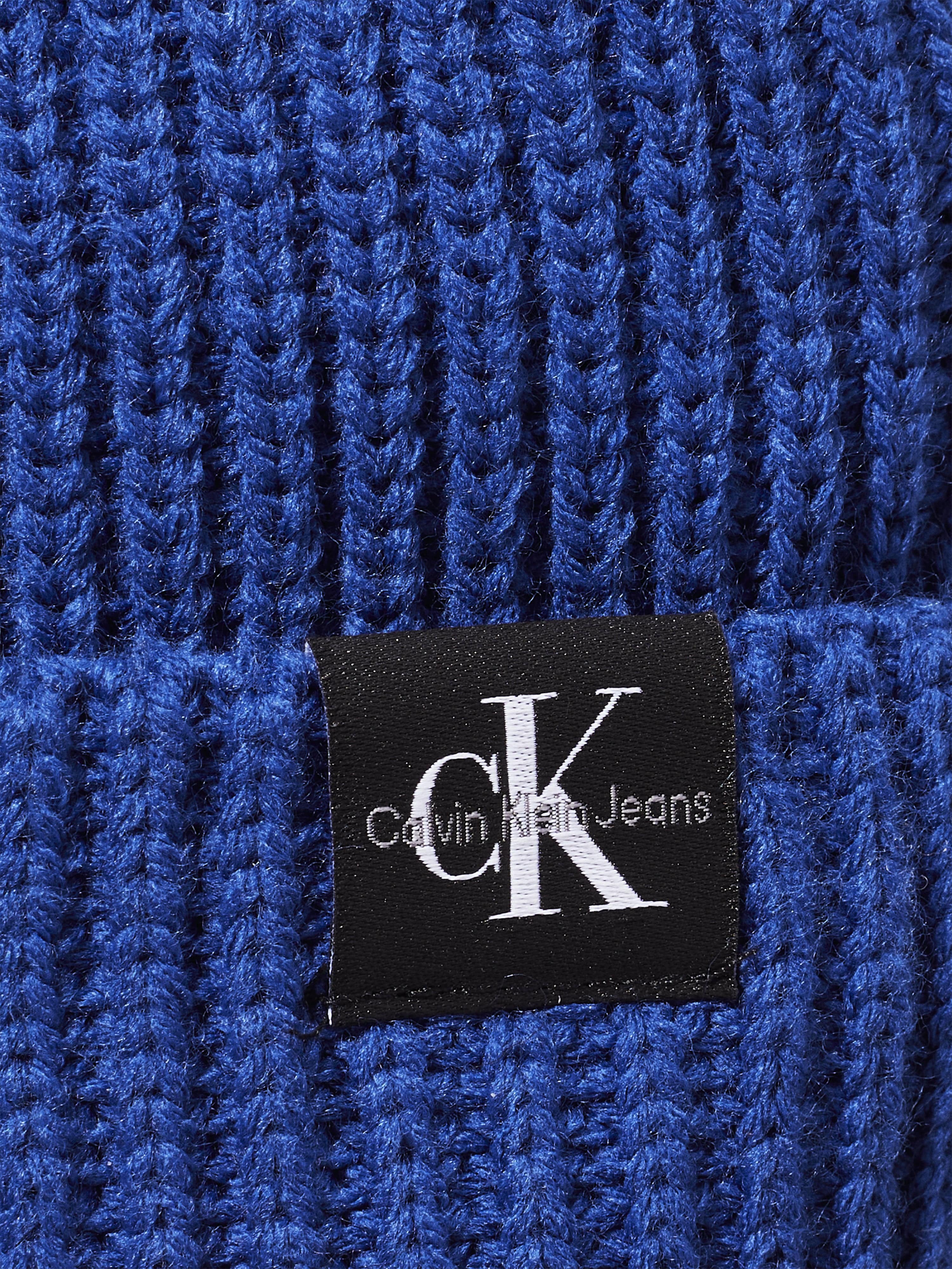 Boys Monogram Rib Beanie Hat in Blue