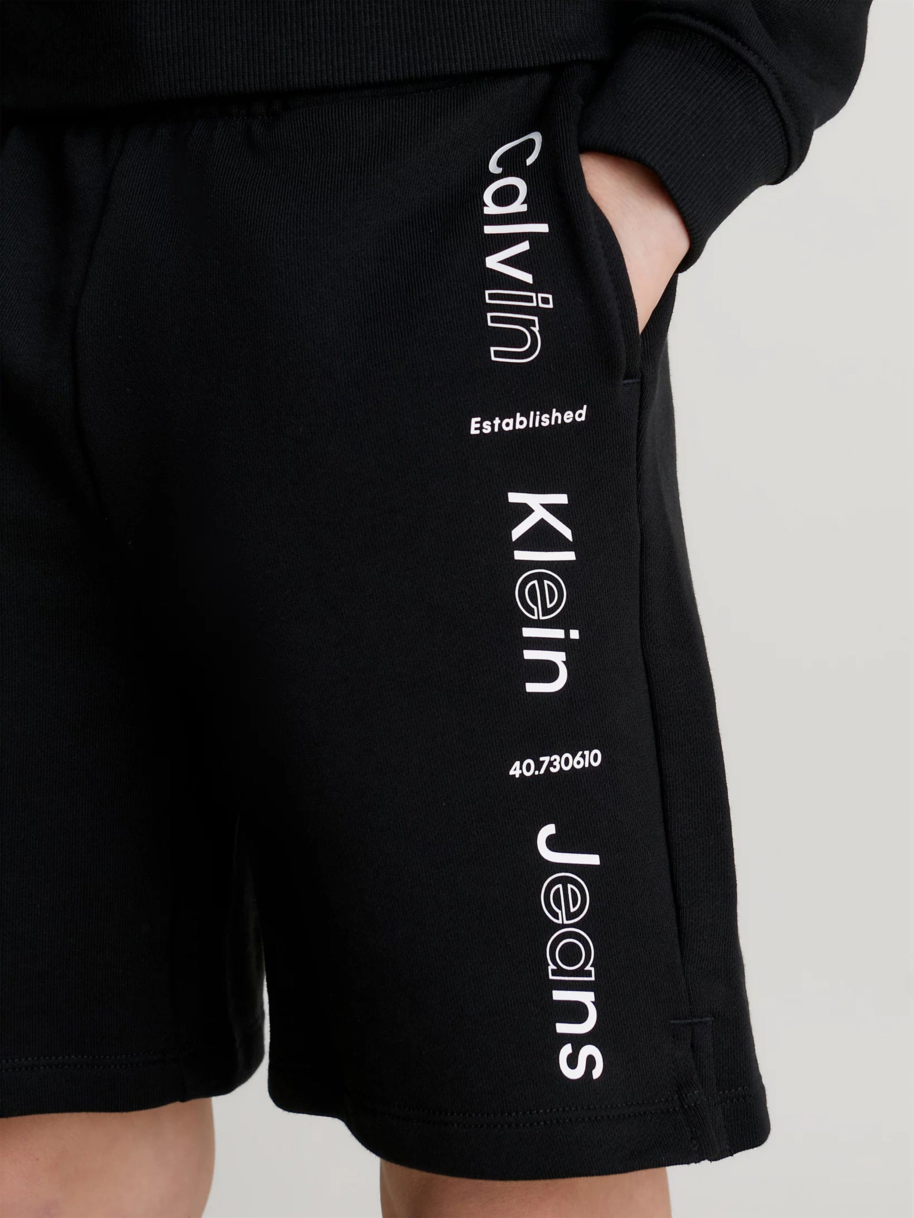 Calvin Klein Boys Maxi Logo Relaxed Shorts in Black