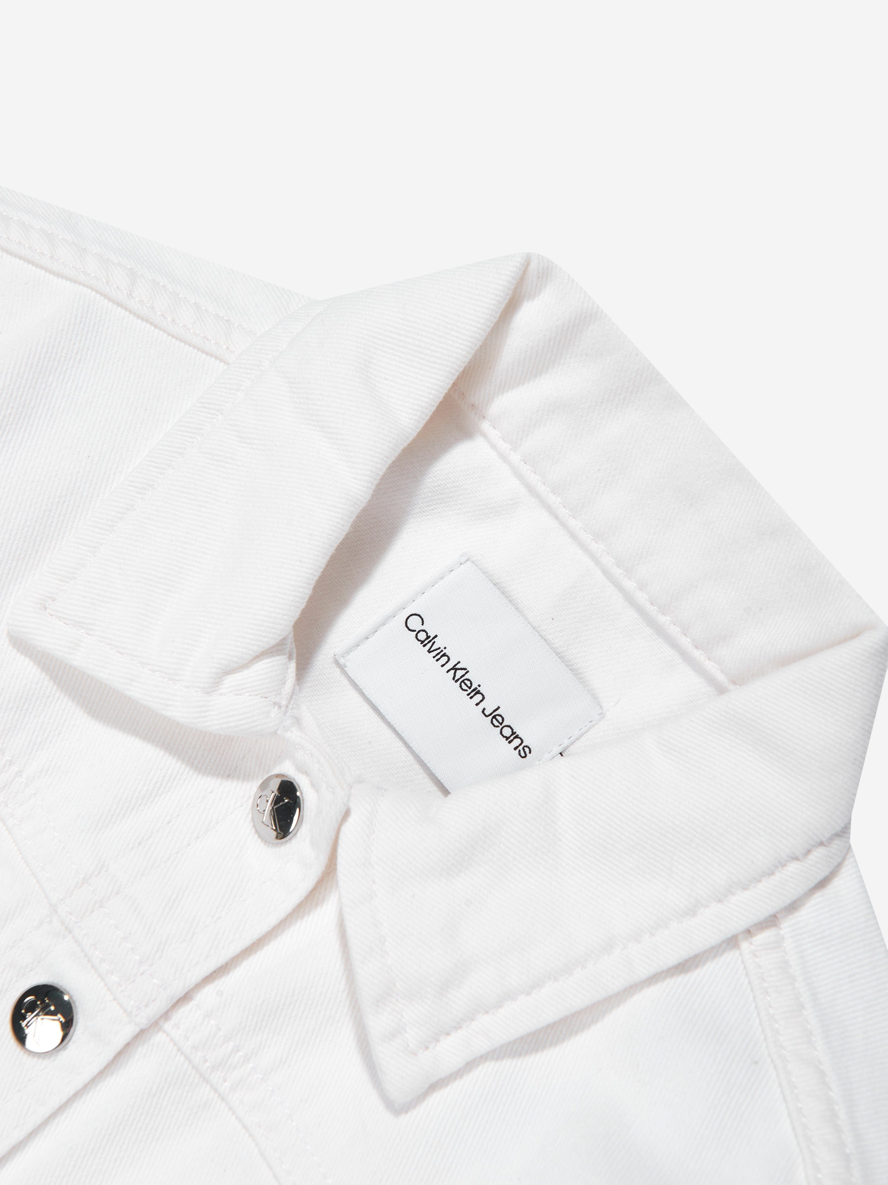 Calvin Klein Girls Button Denim Jacket in Ivory