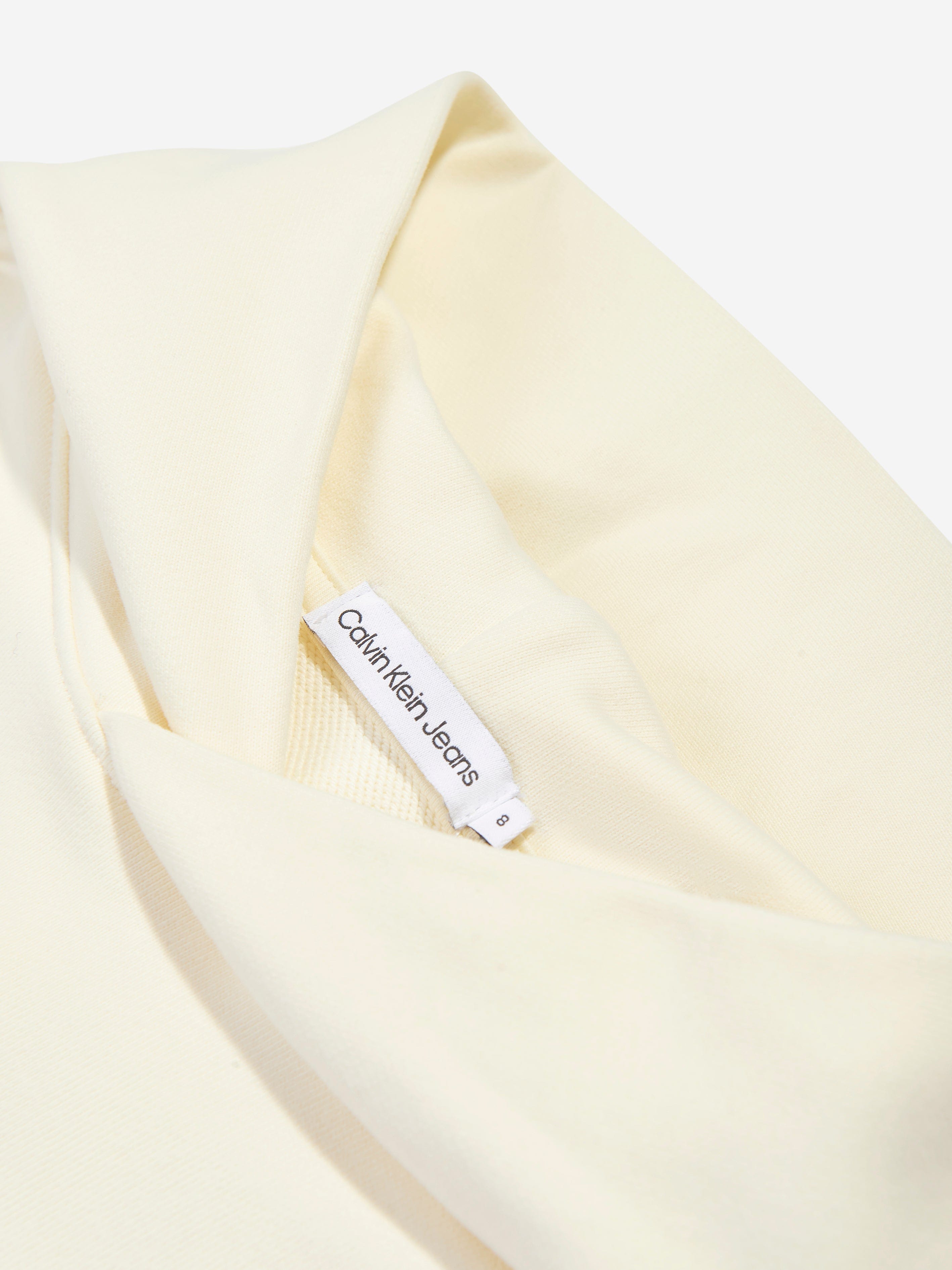 Calvin Klein Girls Monogram Embroidered Hoodie in Beige