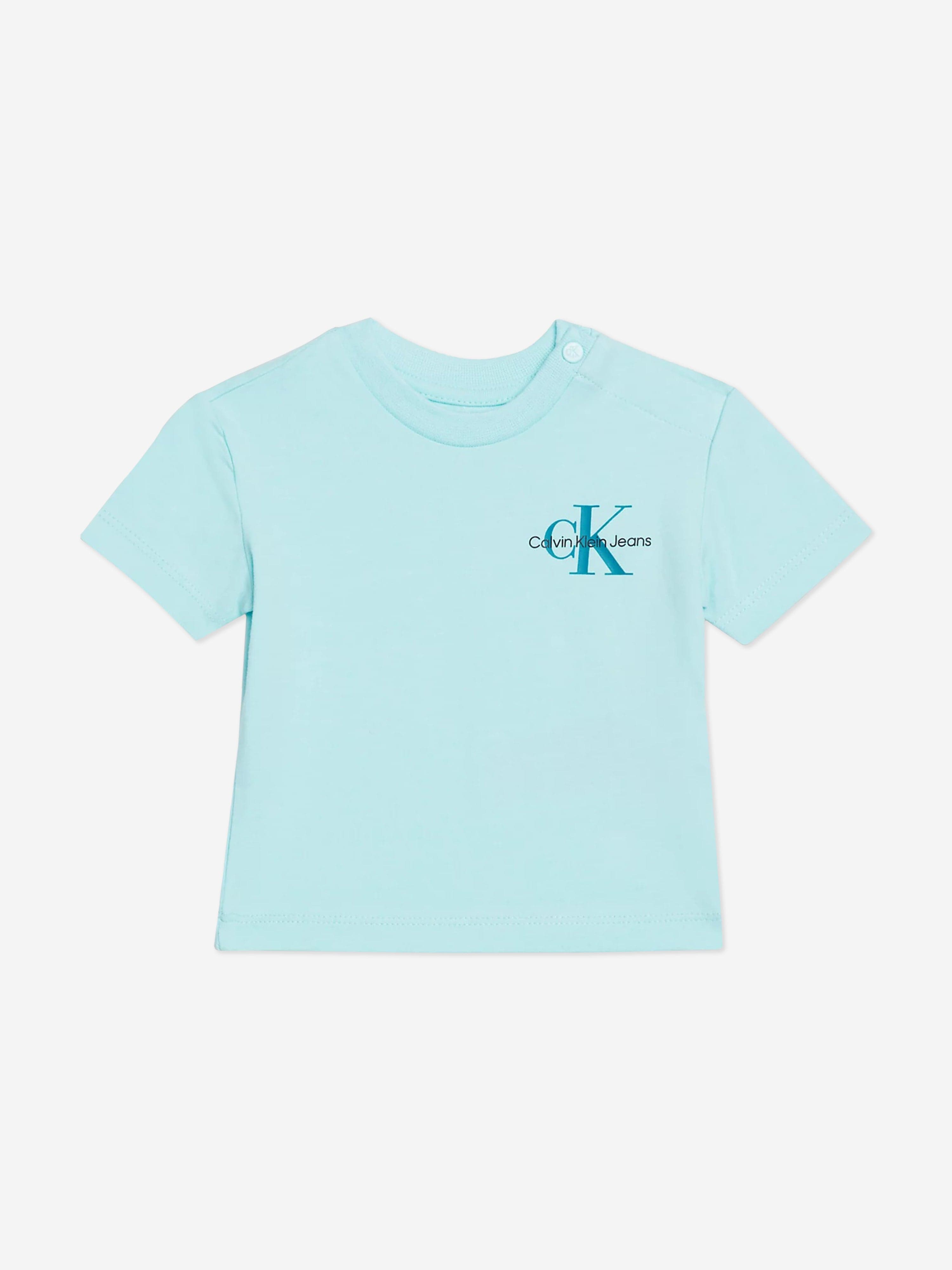 Calvin Klein Baby Monogram Logo Shorts Set in Blue