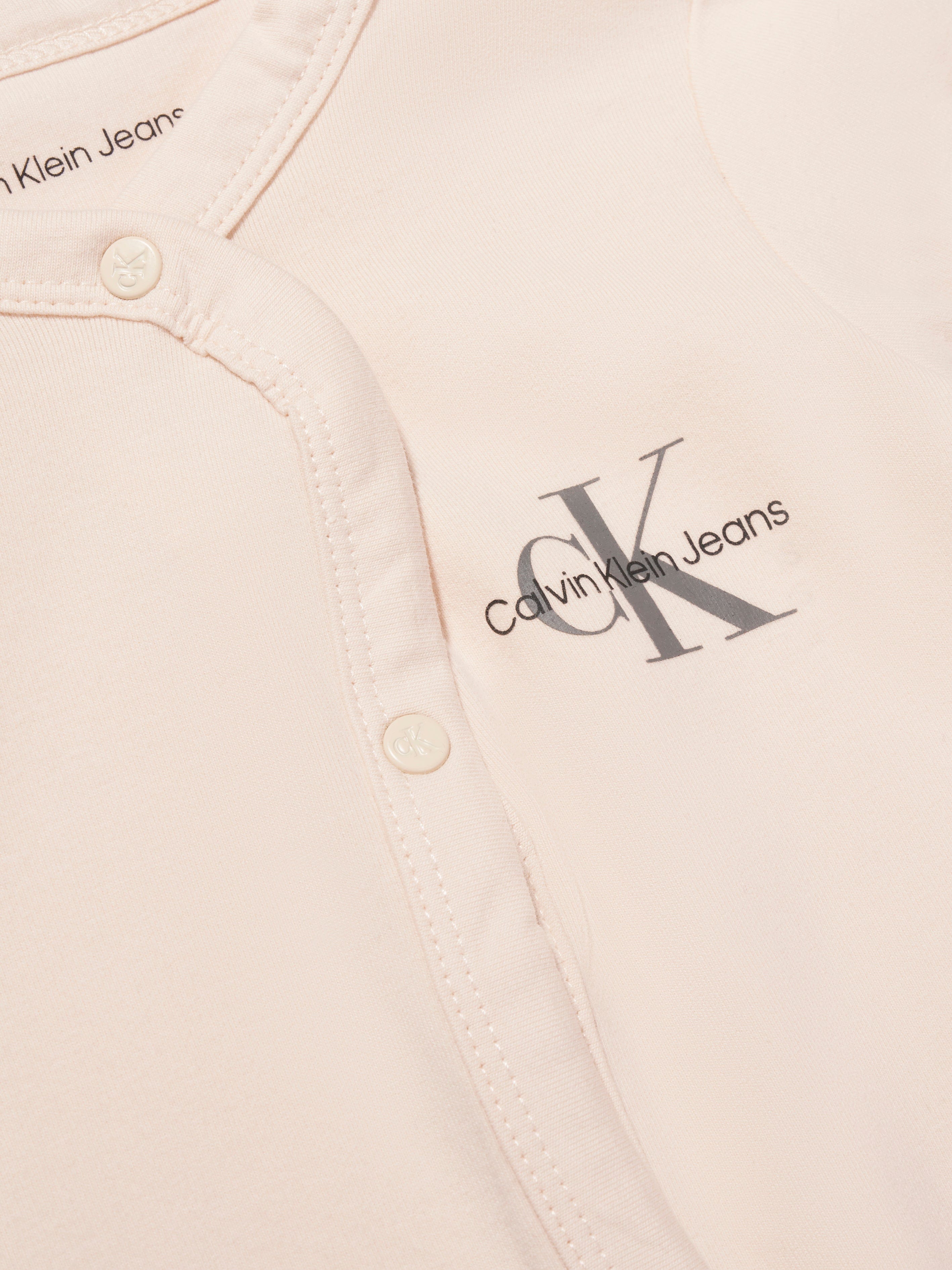 Calvin Klein Baby Monogram Romper in Cream