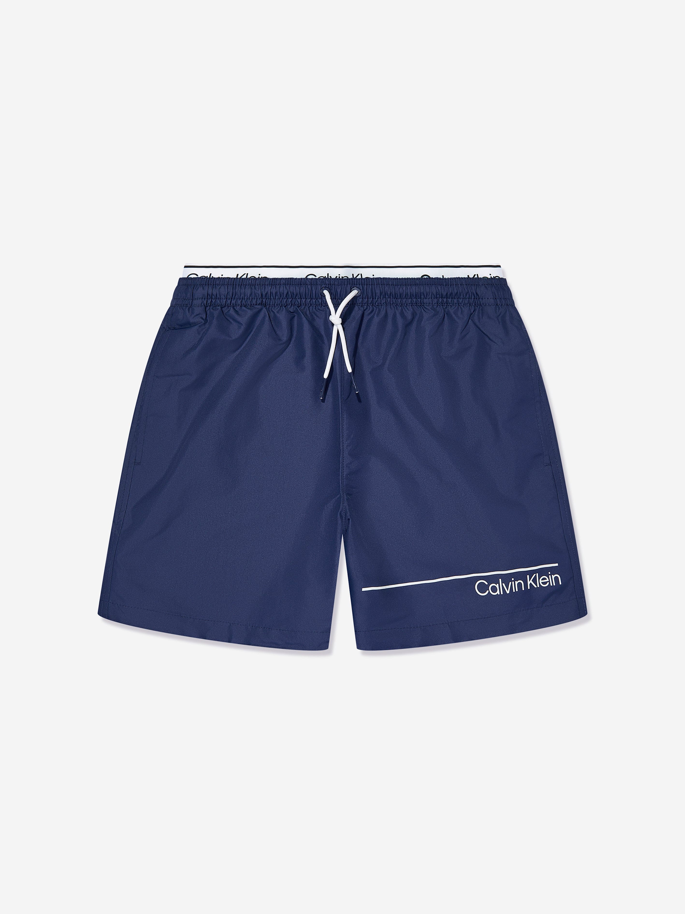 Calvin Klein Boys Double Waistband Swim Shorts in Navy