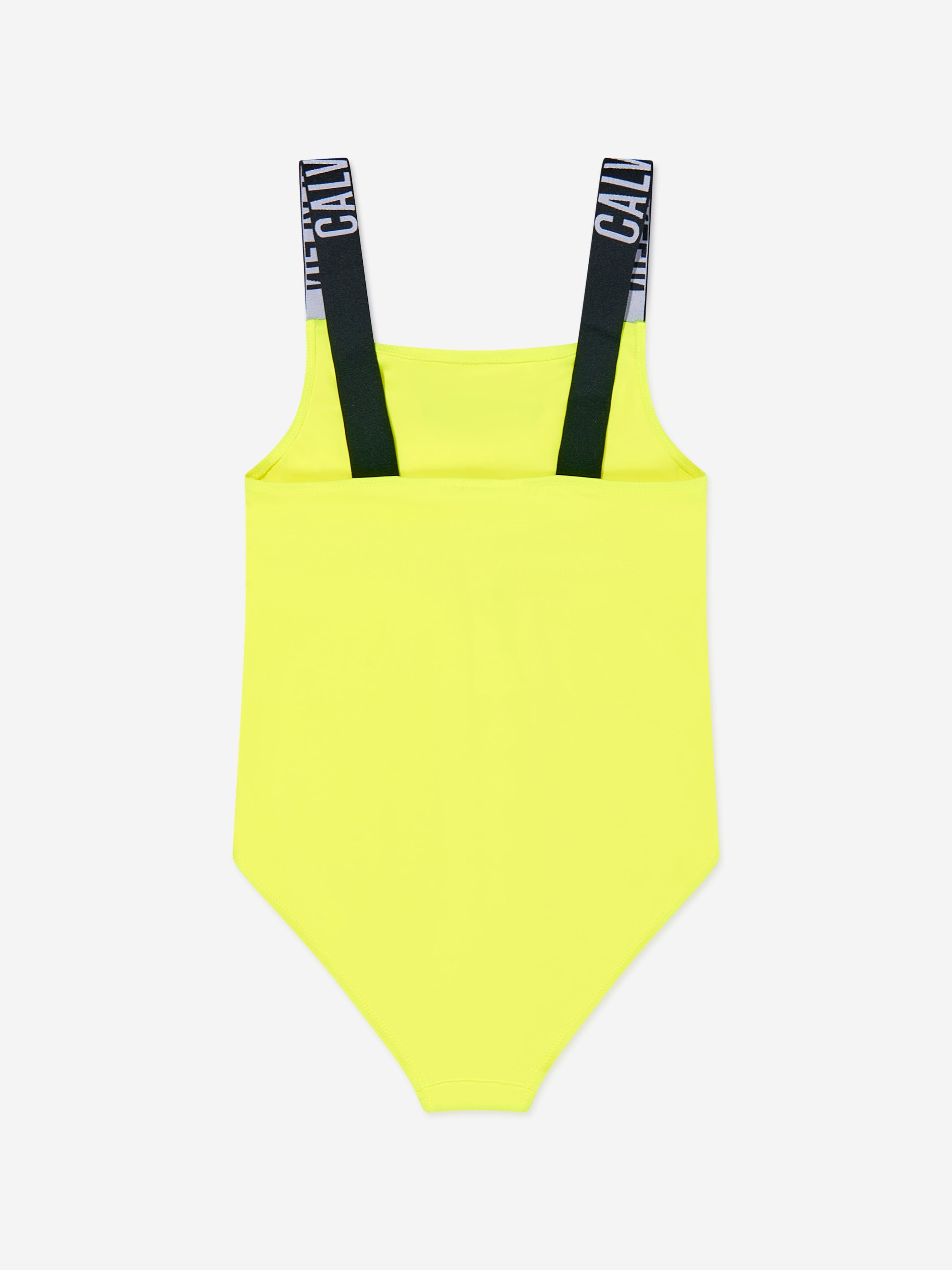 Calvin Klein Girls Logo Swimsuit in Black Yellow