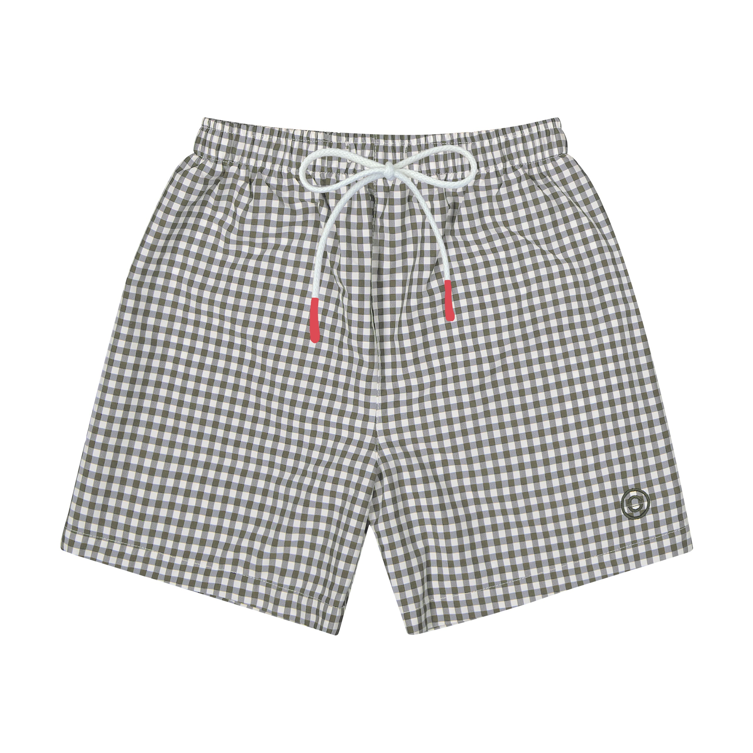 Boys Brown Check Swim Shorts