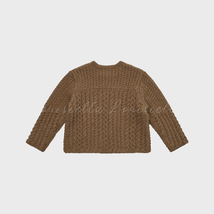 Girls Light Brown Knit Wool Cardigan
