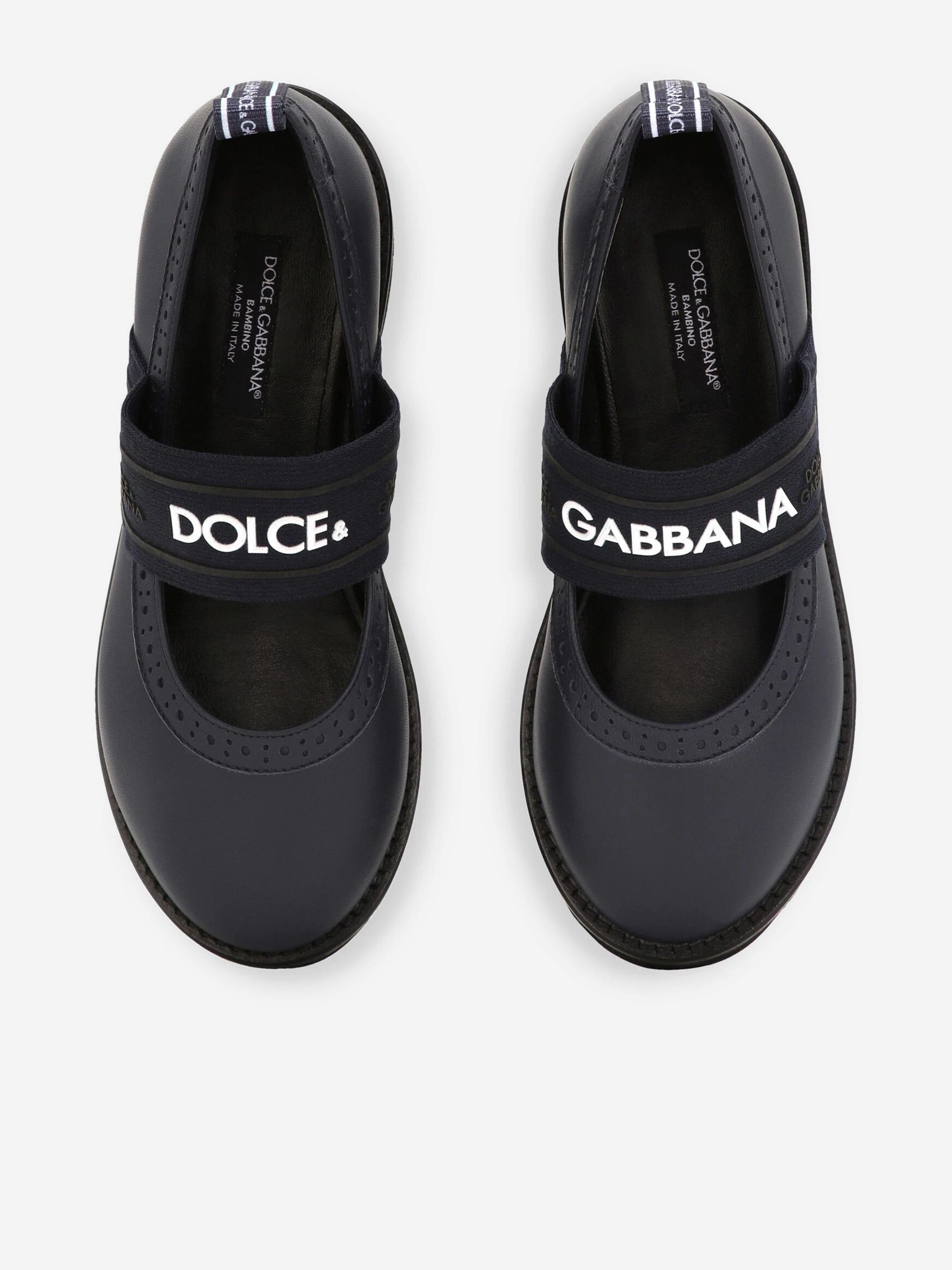 Dolce & Gabbana Girls Leather Brogue Mary Jane Shoes in Blue