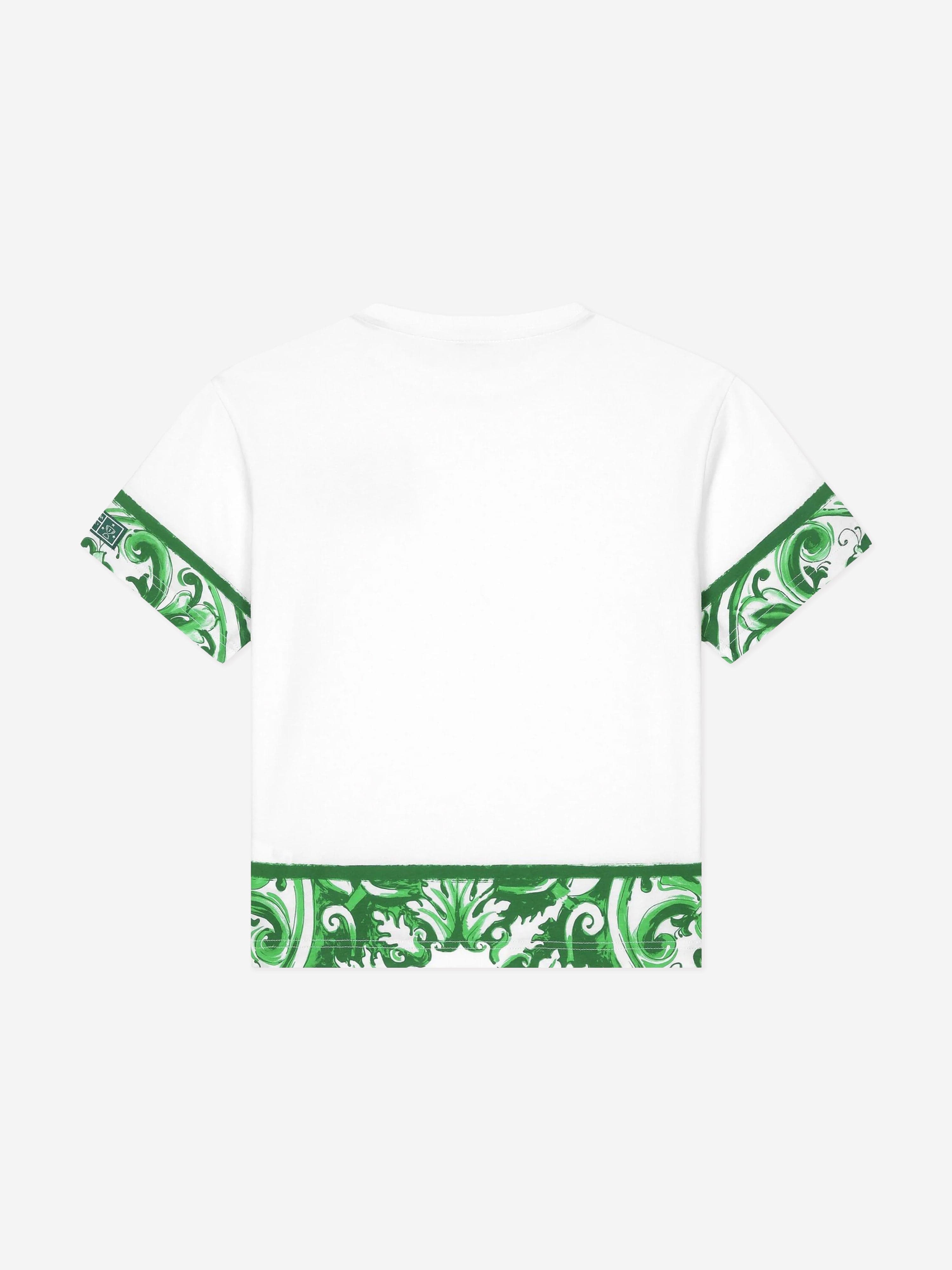 Dolce & Gabbana Boys Maiolica Print T-Shirt in White