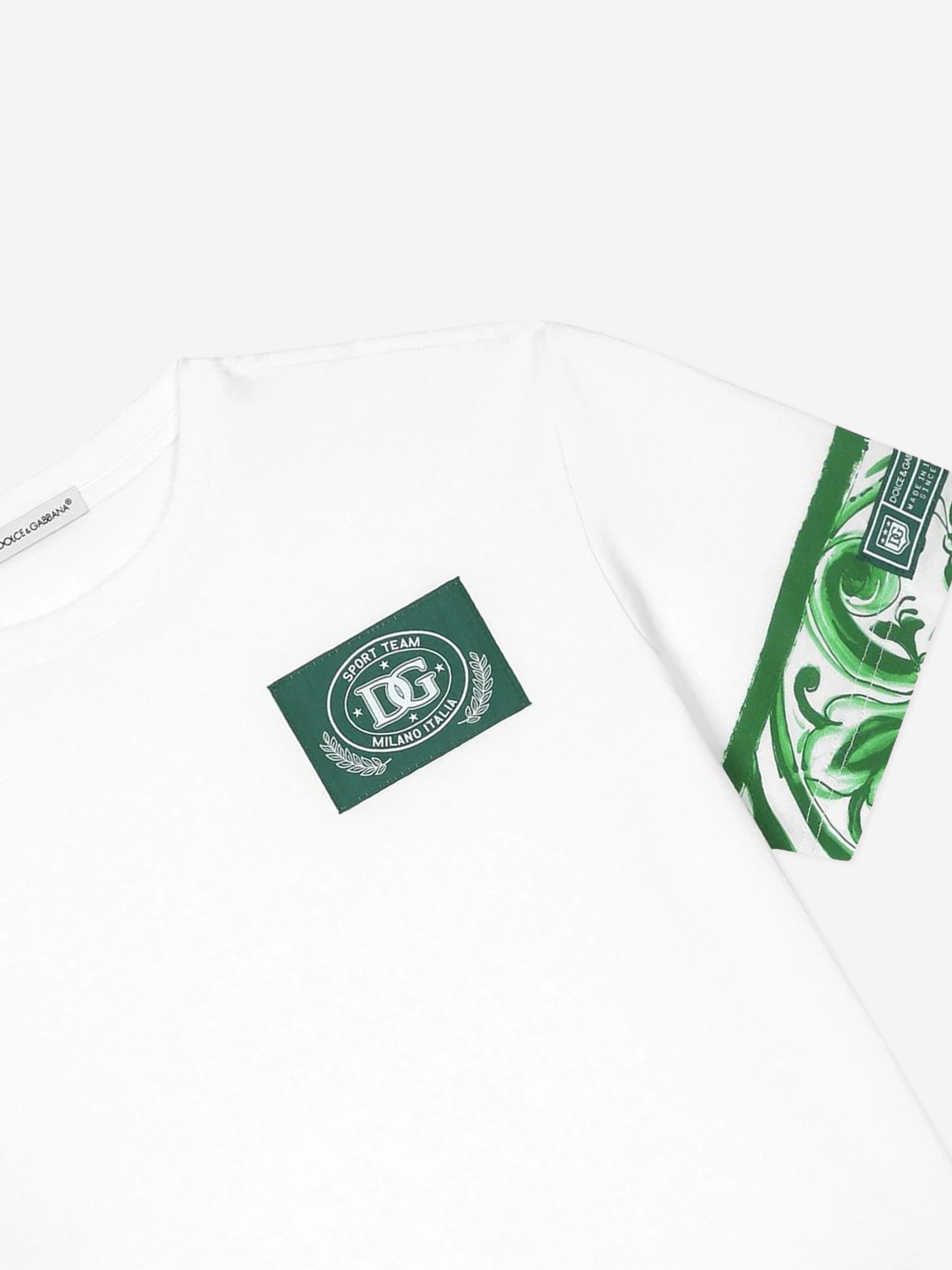 Dolce & Gabbana Boys Maiolica Print T-Shirt in White
