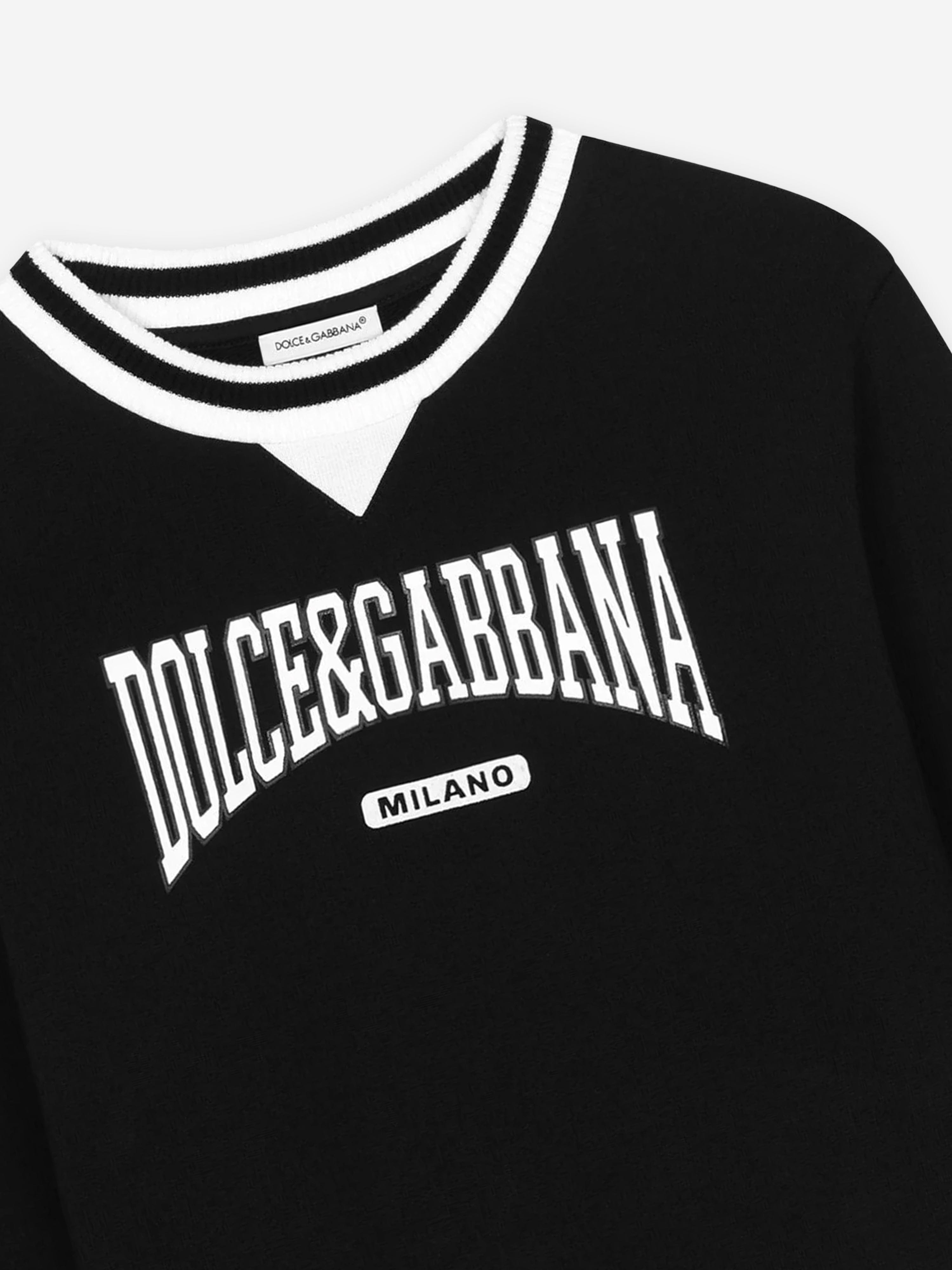 Dolce & Gabbana Boys Flocked Logo Sweatshirt in Black