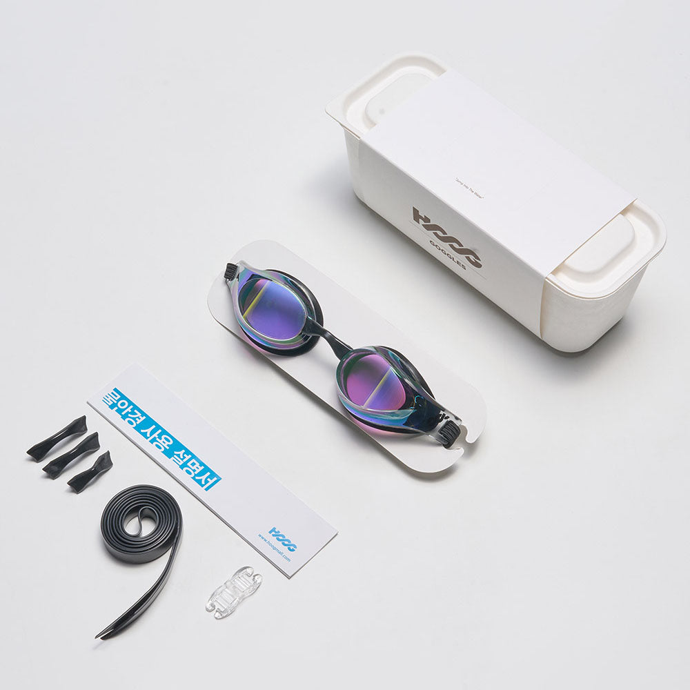 Lunettes de natation en caoutchouc noir pour adulte (DALI-BKBK)