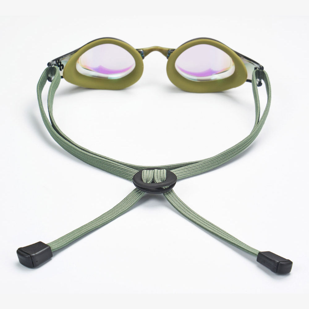 Lunettes de natation pour adulte, monture olive, joint en caoutchouc (DALI-BKOG)