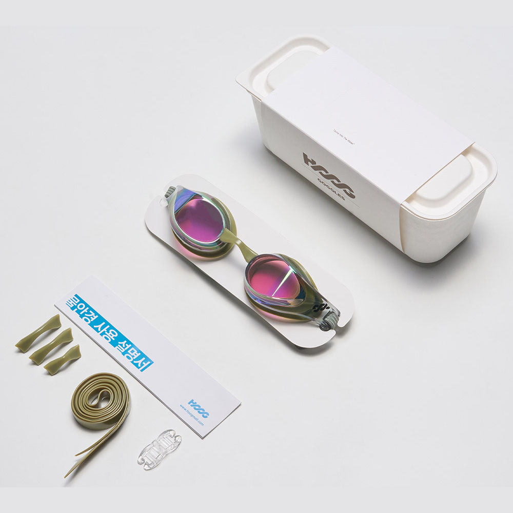 Lunettes de natation pour adulte, monture olive, joint en caoutchouc (DALI-BKOG)