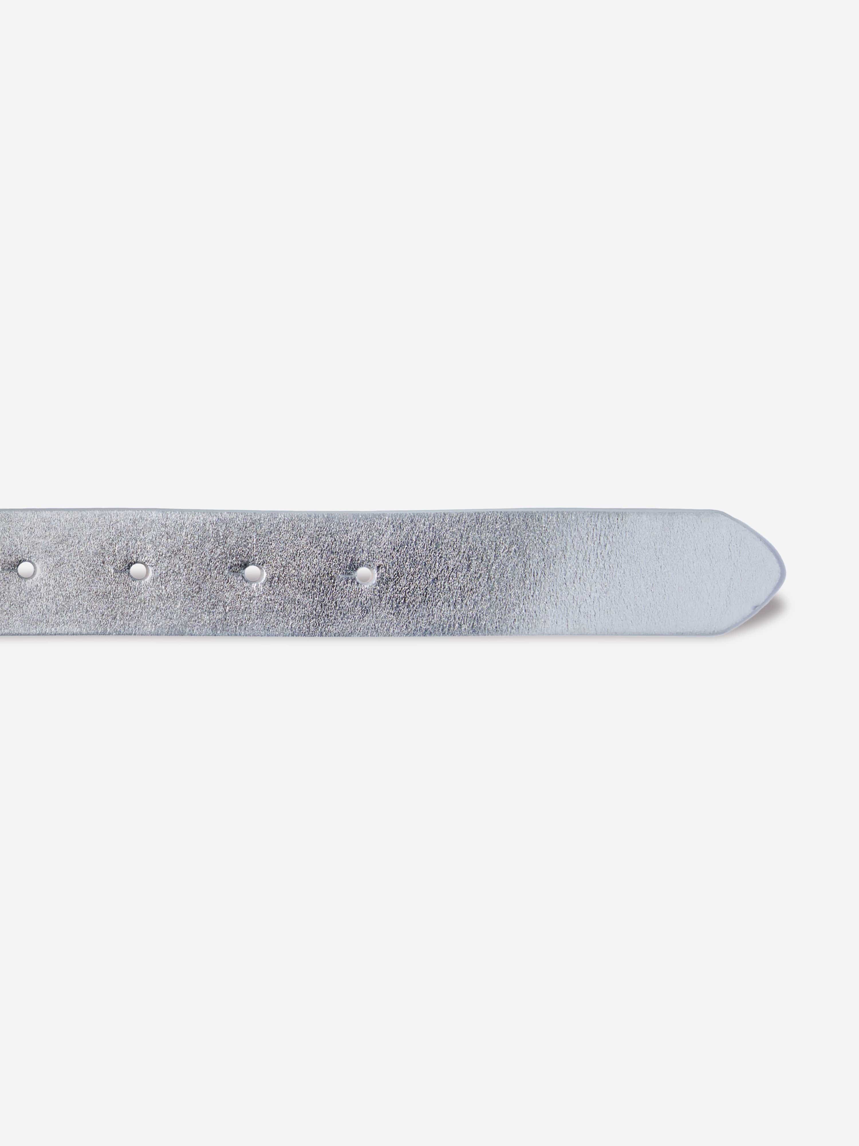 Diesel Kids Leather Oval D Belt in Silver