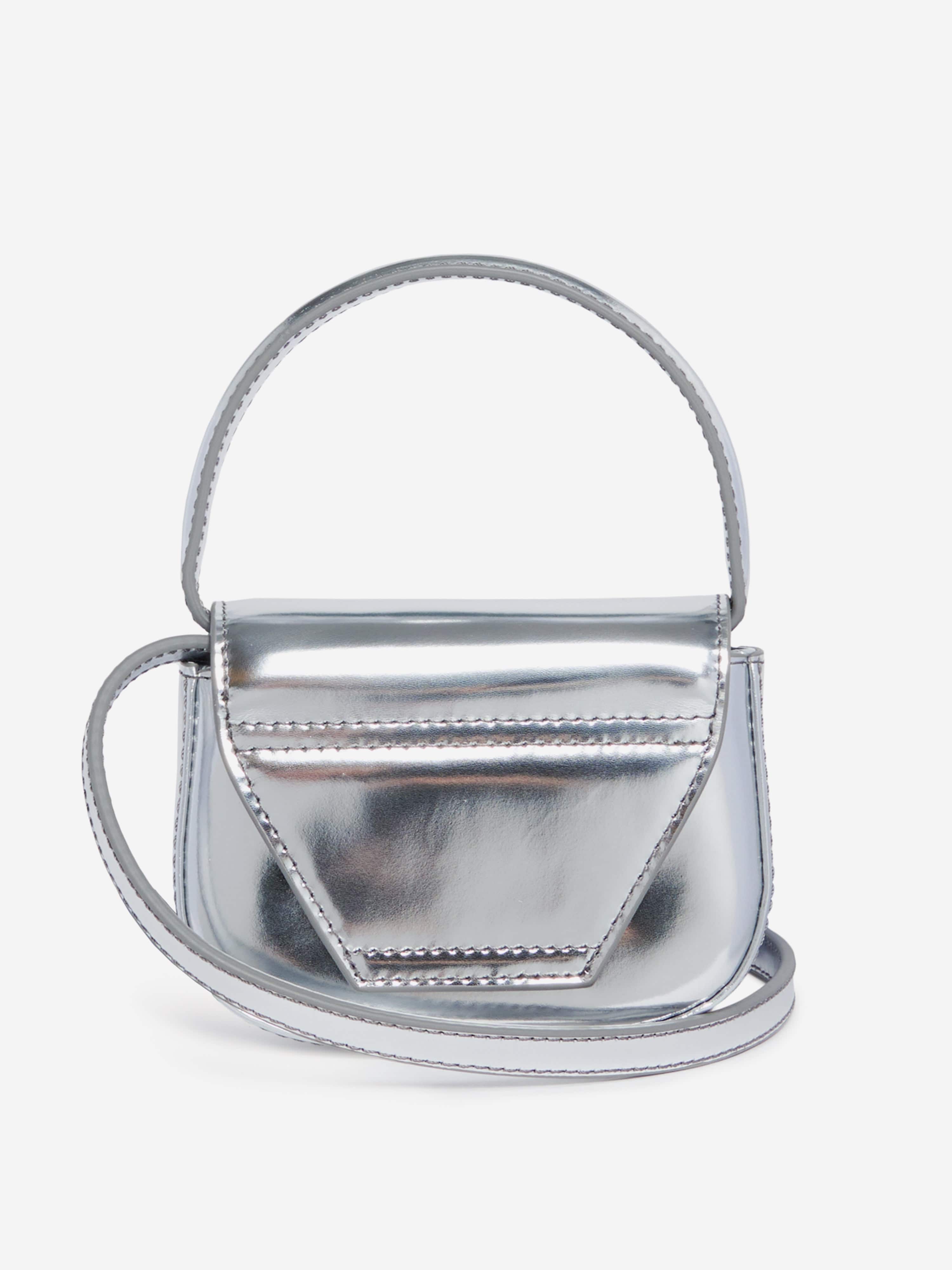 Diesel Girls Leather Oval D Logo Handbag in Silver (20cm)