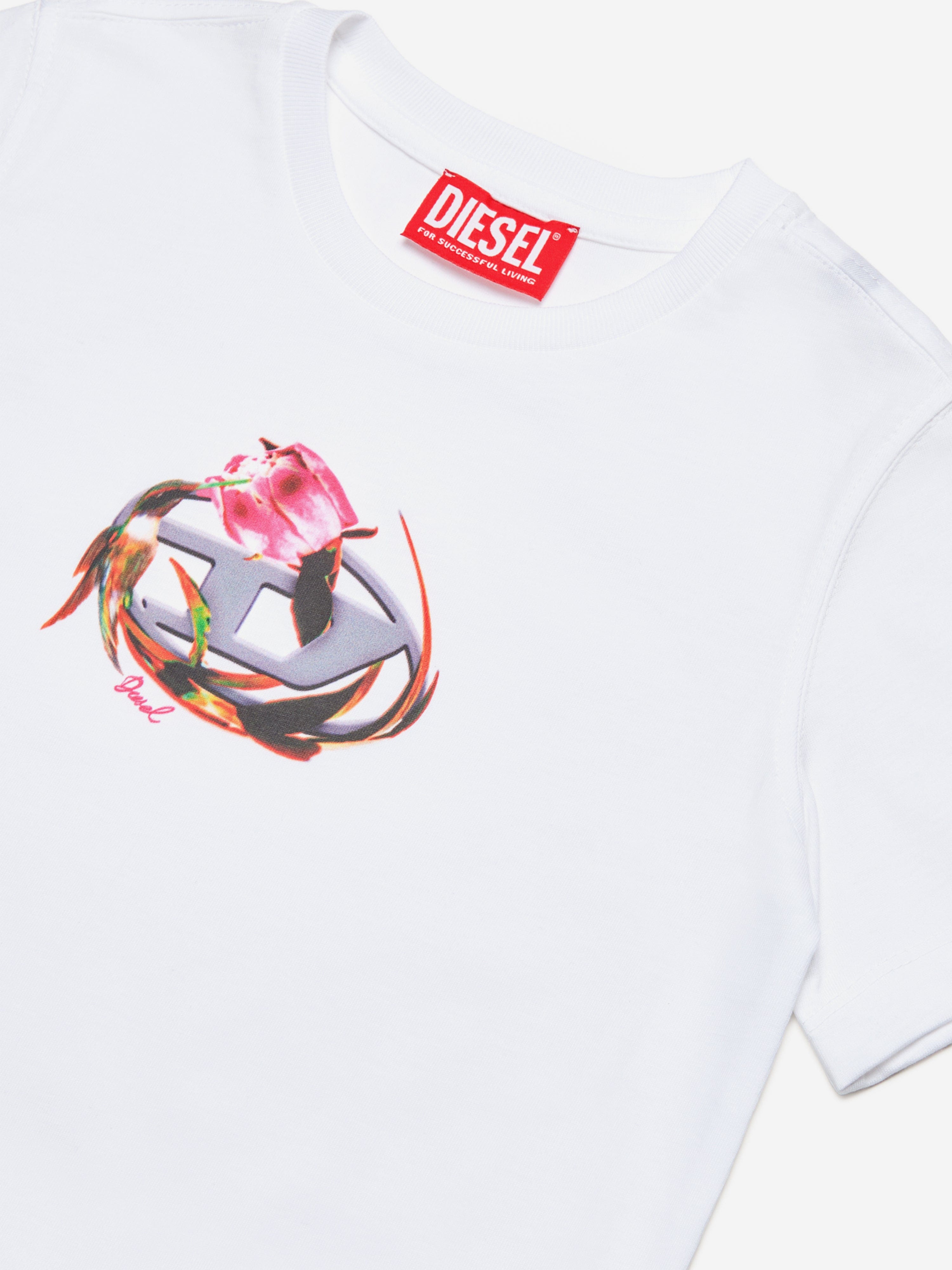 Diesel Girls Logo T-Shirt in White