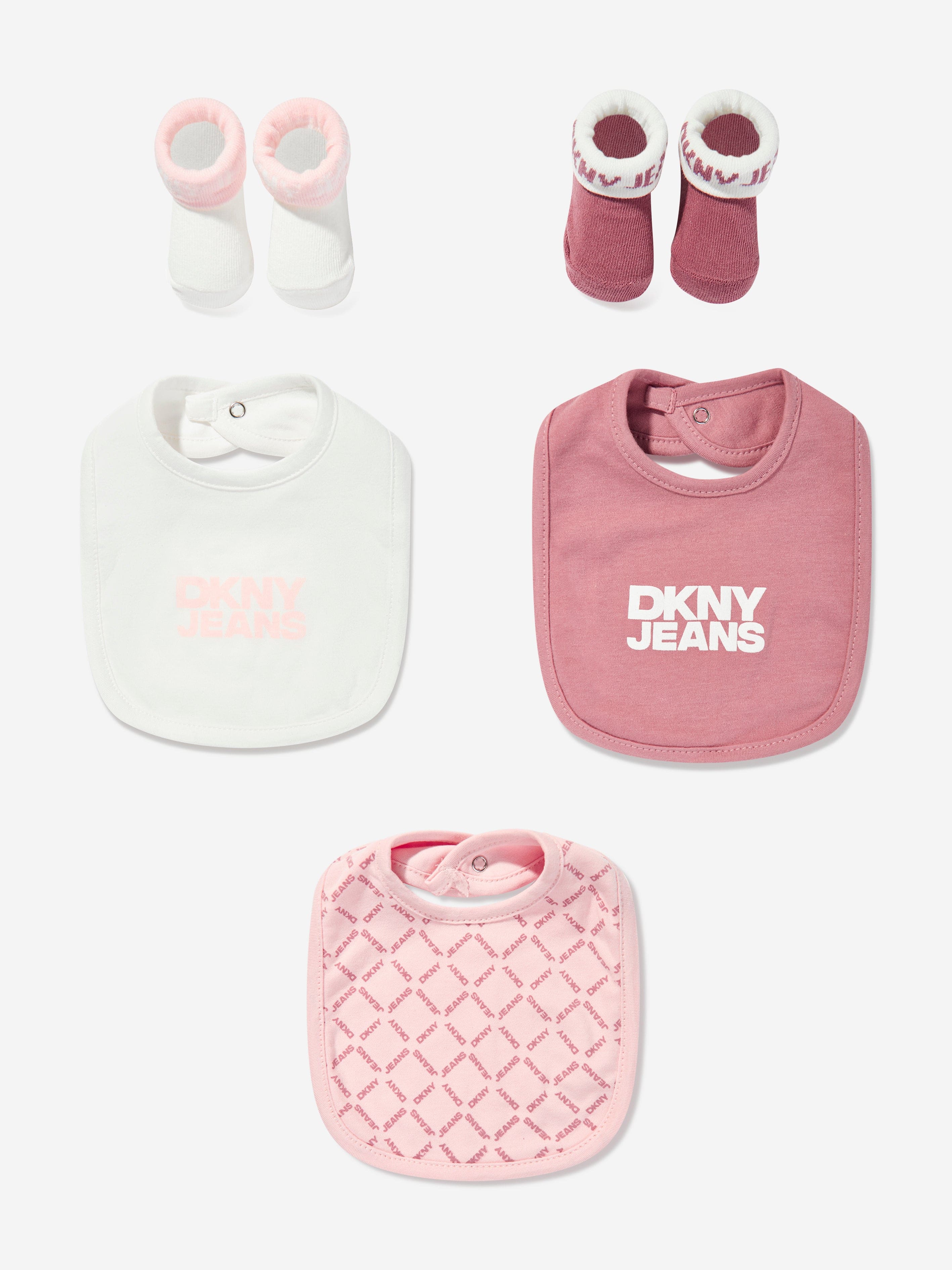 DKNY Baby Girls Bib and Socks Set in Pink