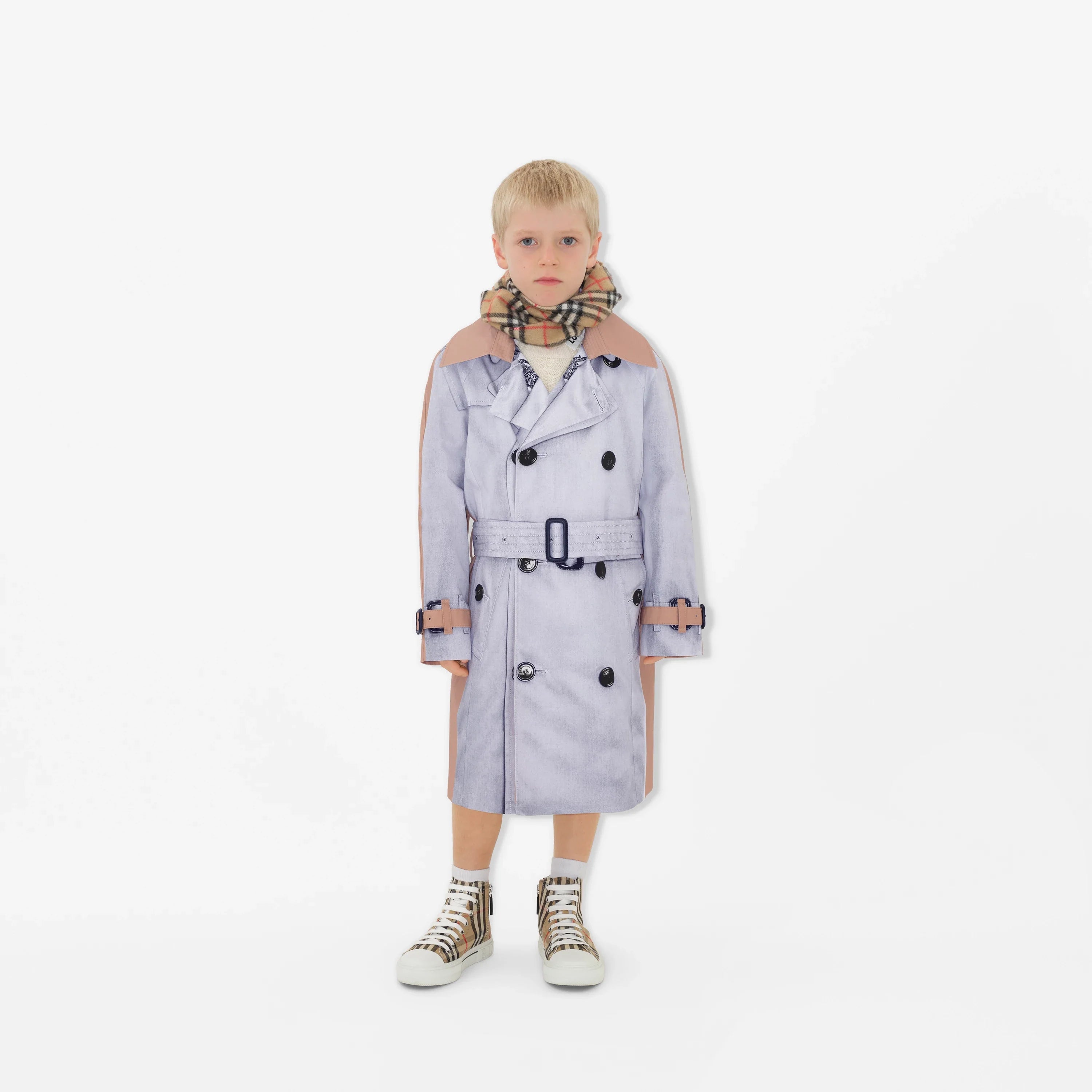 Kids Vintage Check Cashmere Scarf in Beige