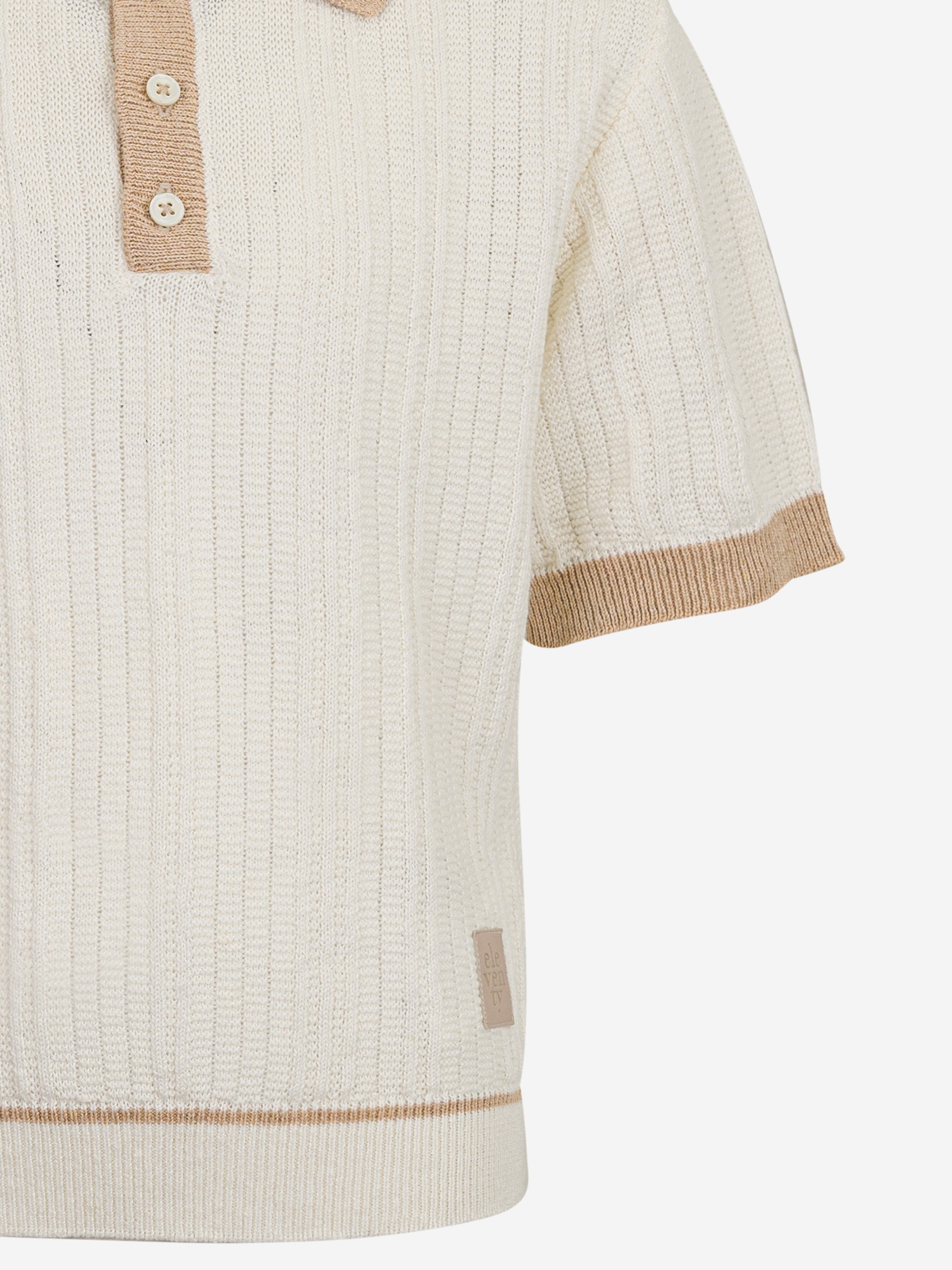 Polo en lin tricoté pour garçons, couleur ivoire