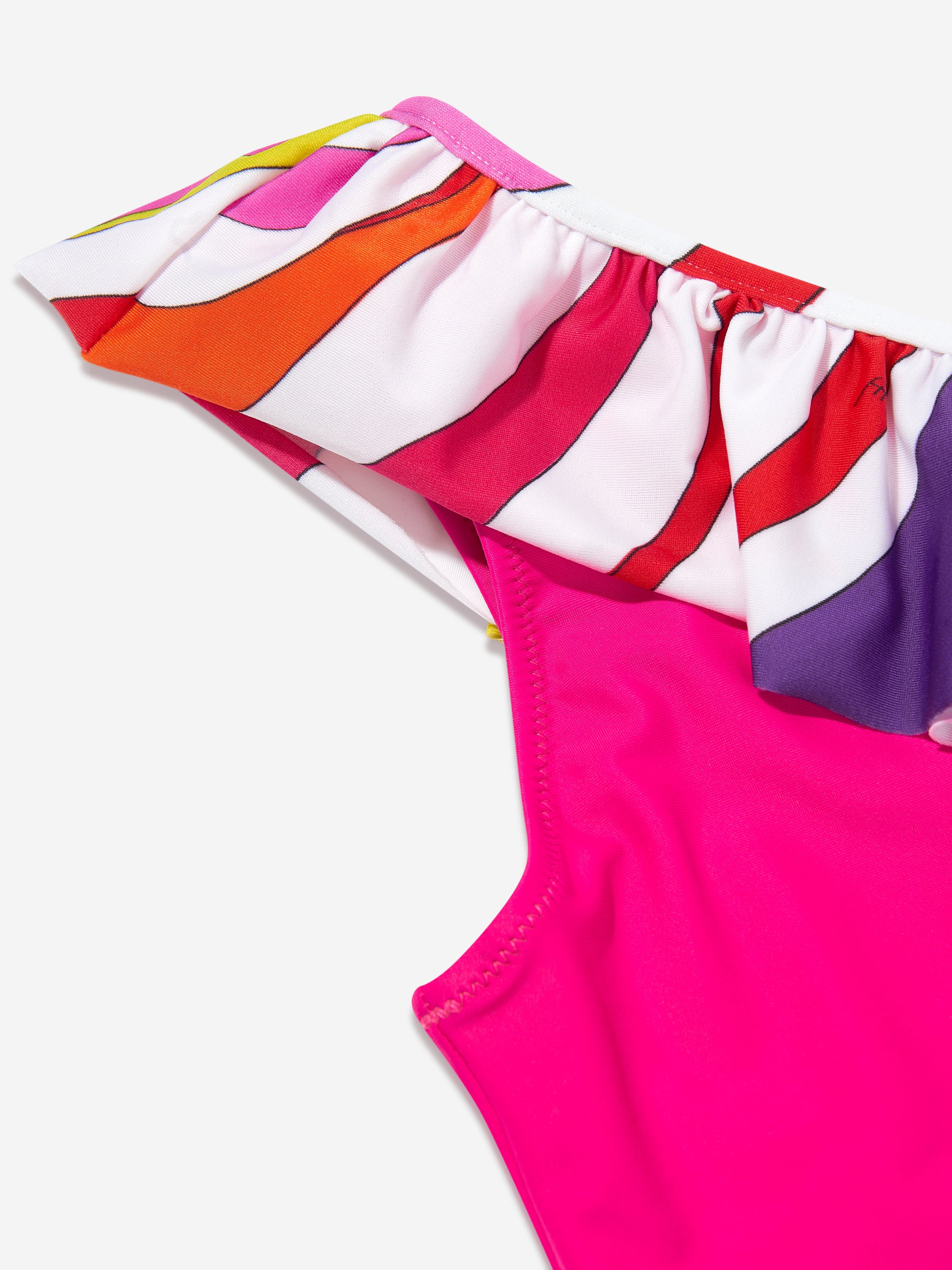 Maillot de bain rose asymétrique pour fille