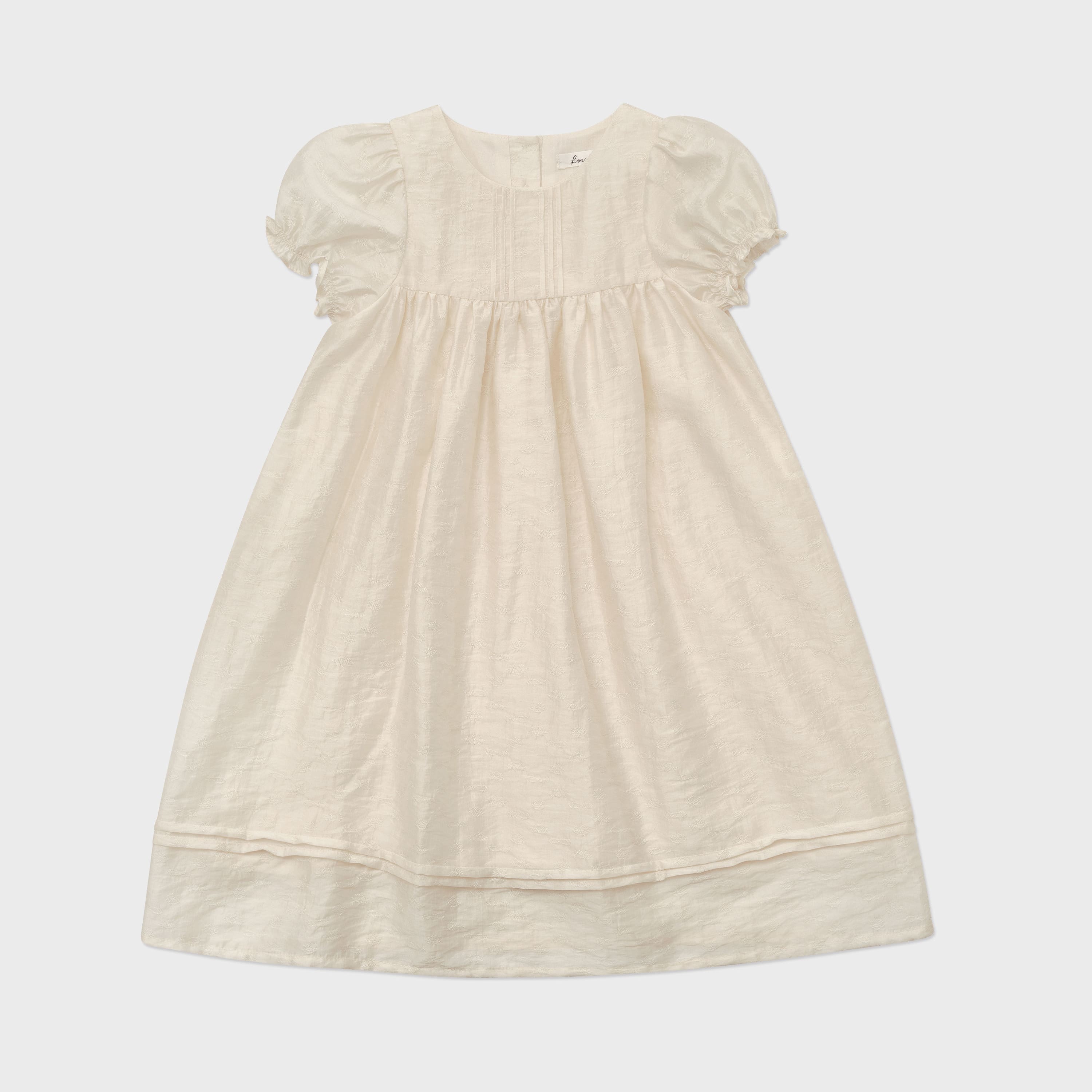 Girls Beige Jacquard Dress