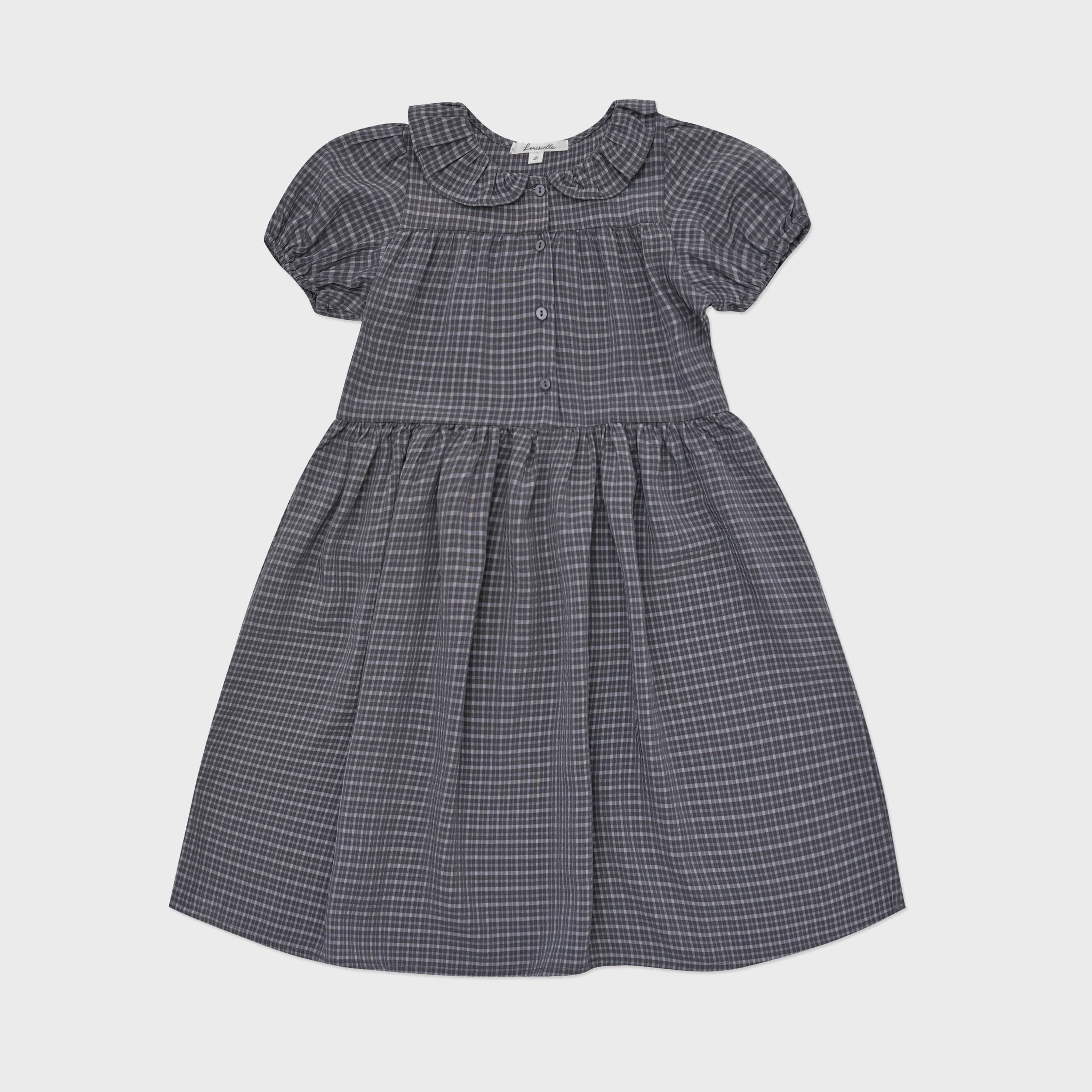 Girls Dark Grey Check Dress