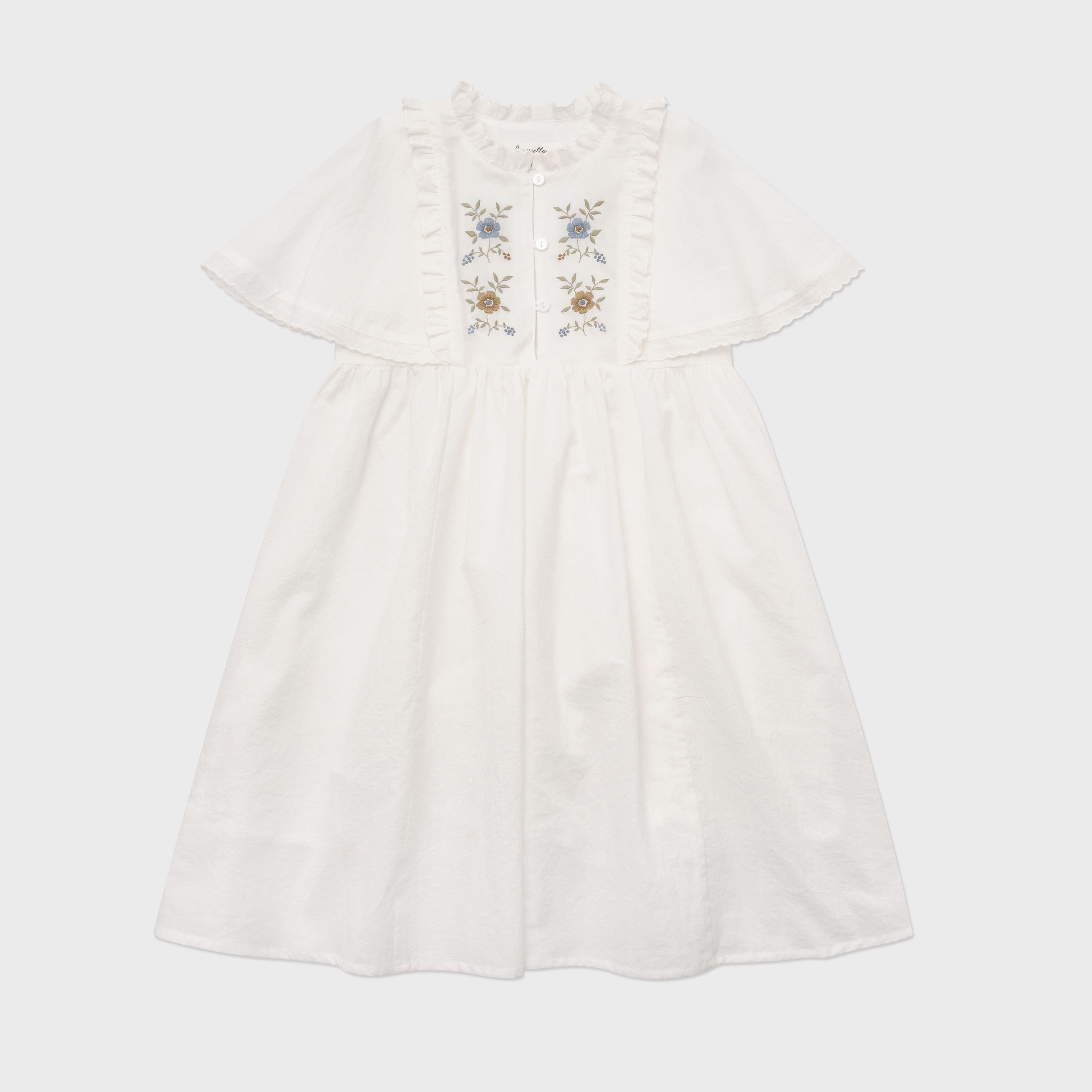 Girls White Embroidered Cotton Dress