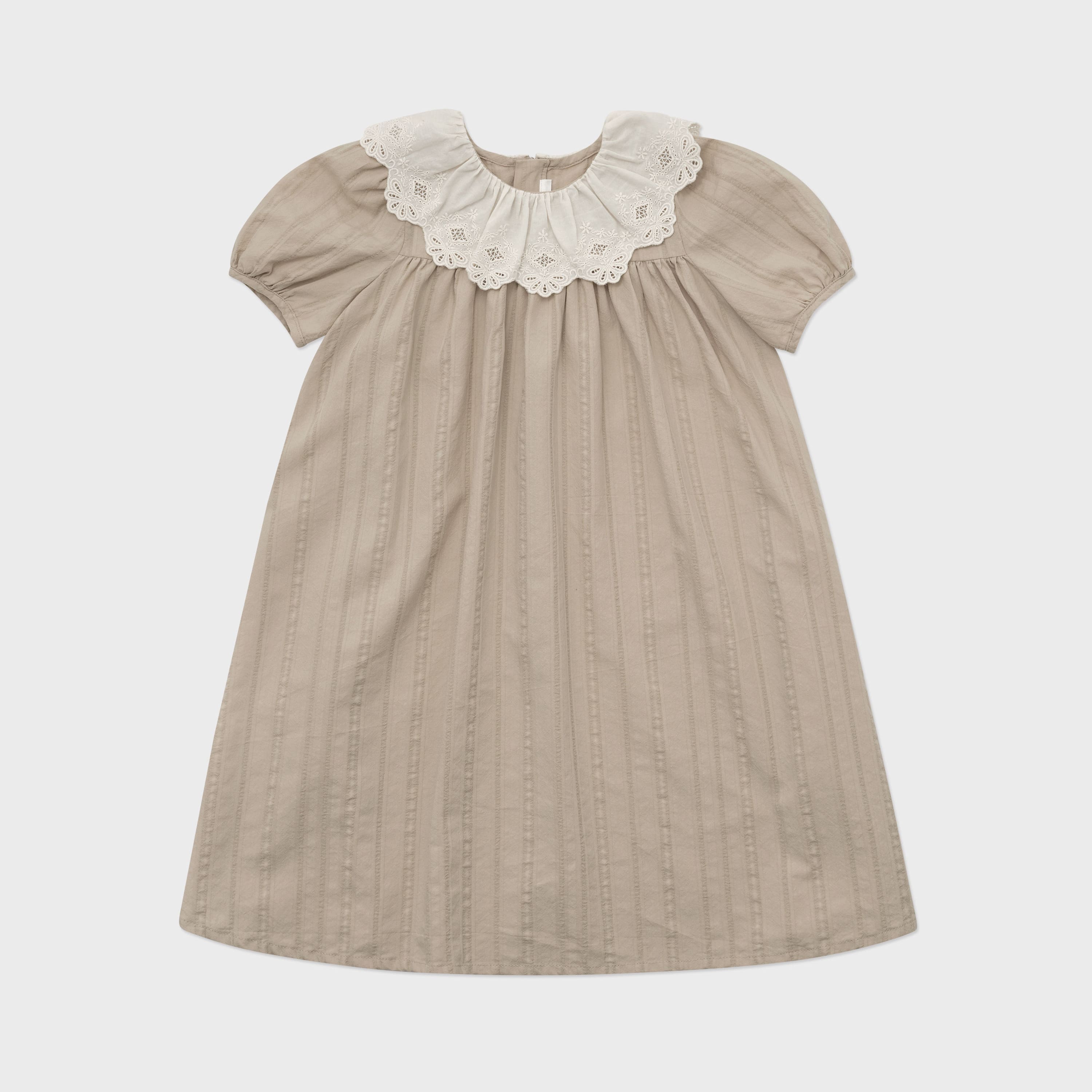 Girls Khaki Ruffled Cotton Dress