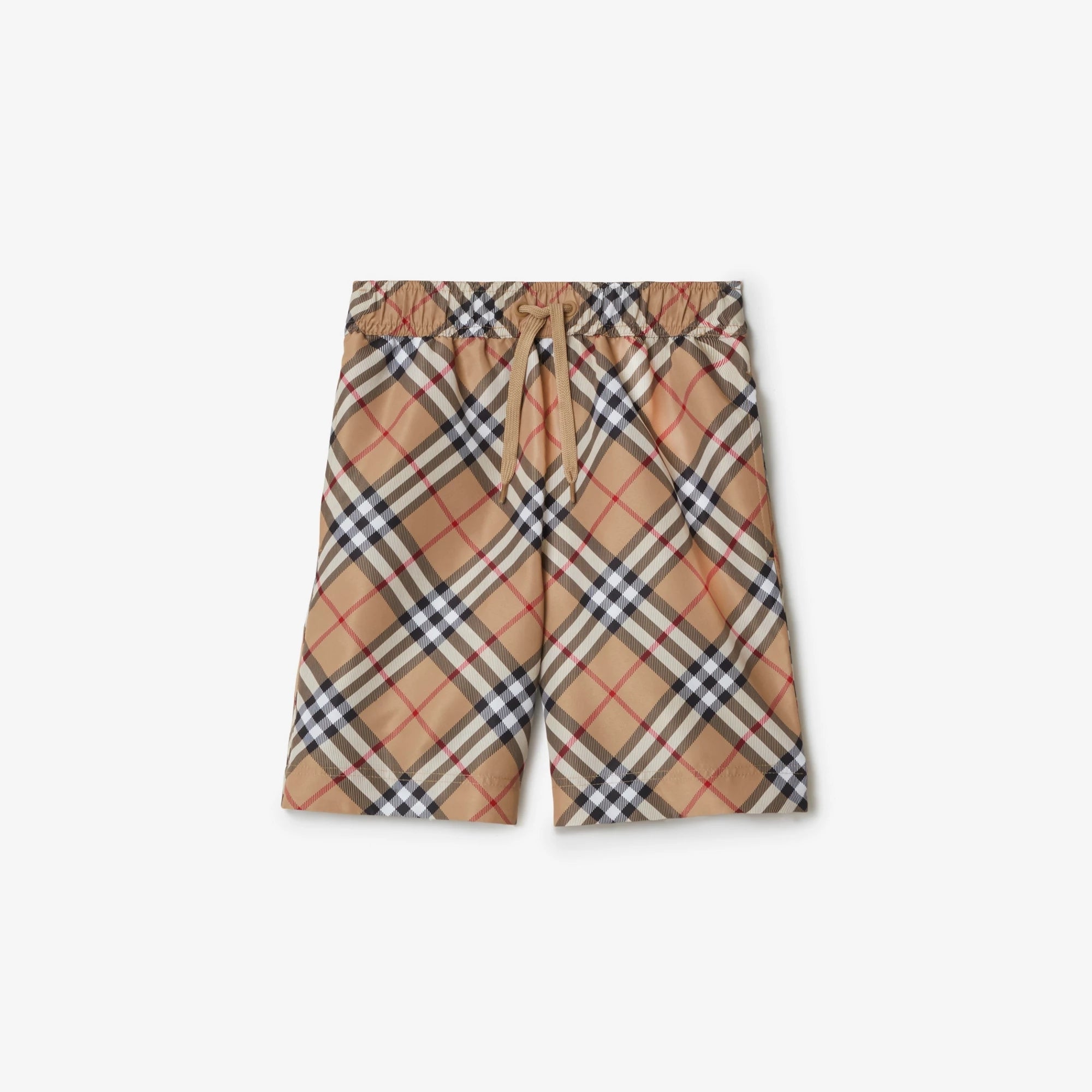 Boys Beige Check Swim Shorts