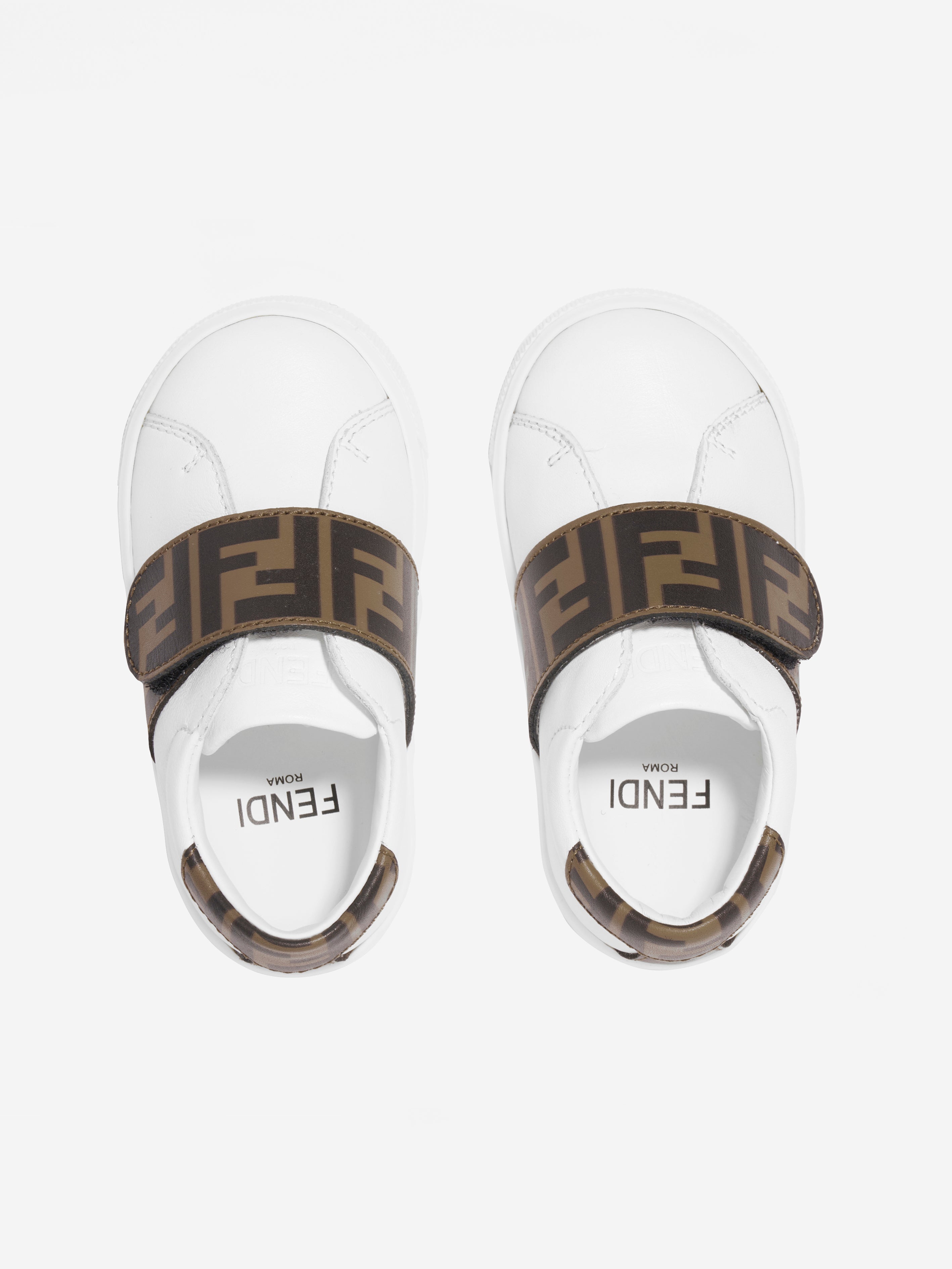 Kids Leather FF Logo Trainers in White
