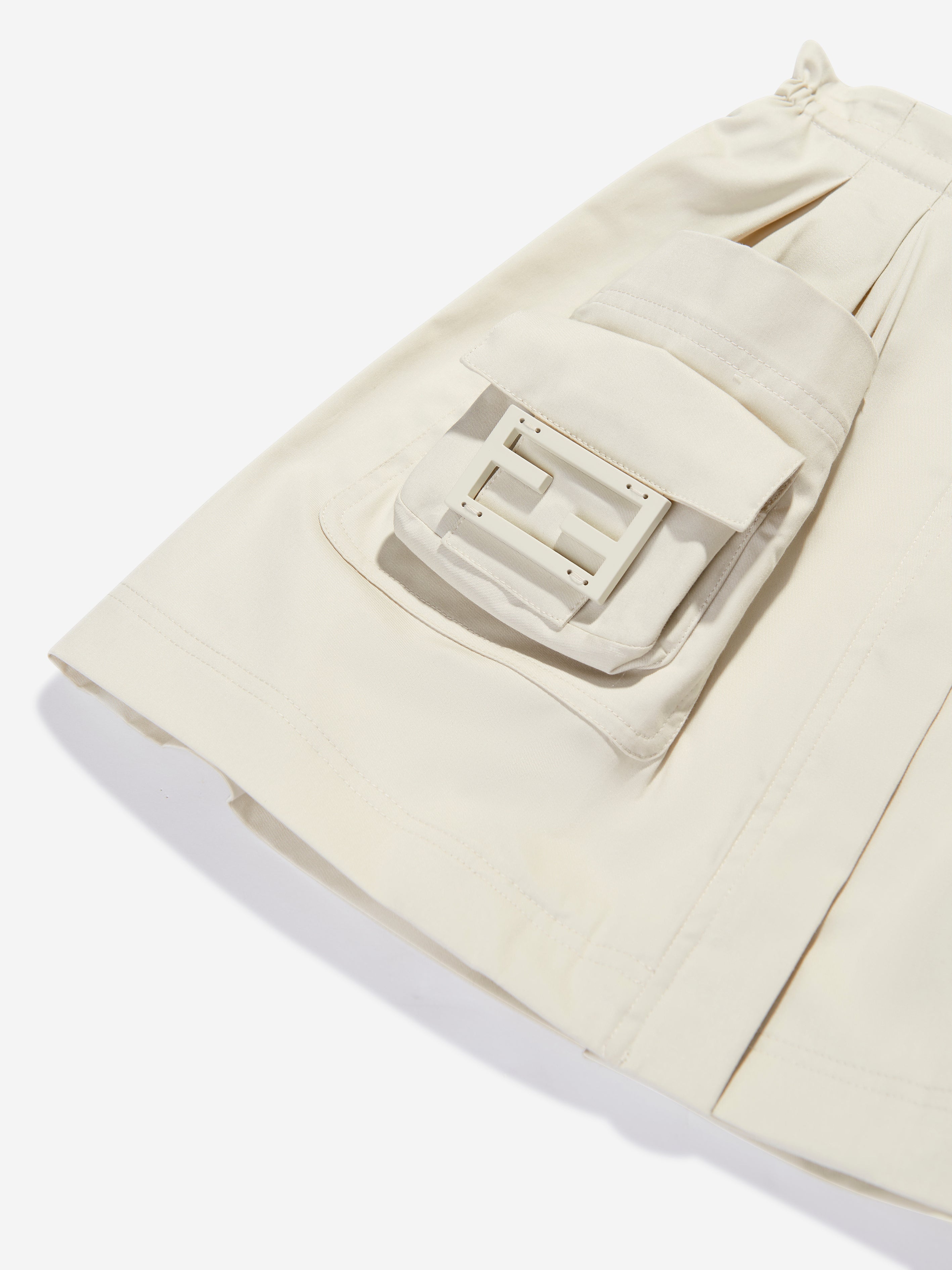 Girls Cargo Pocket Skirt in Ivory