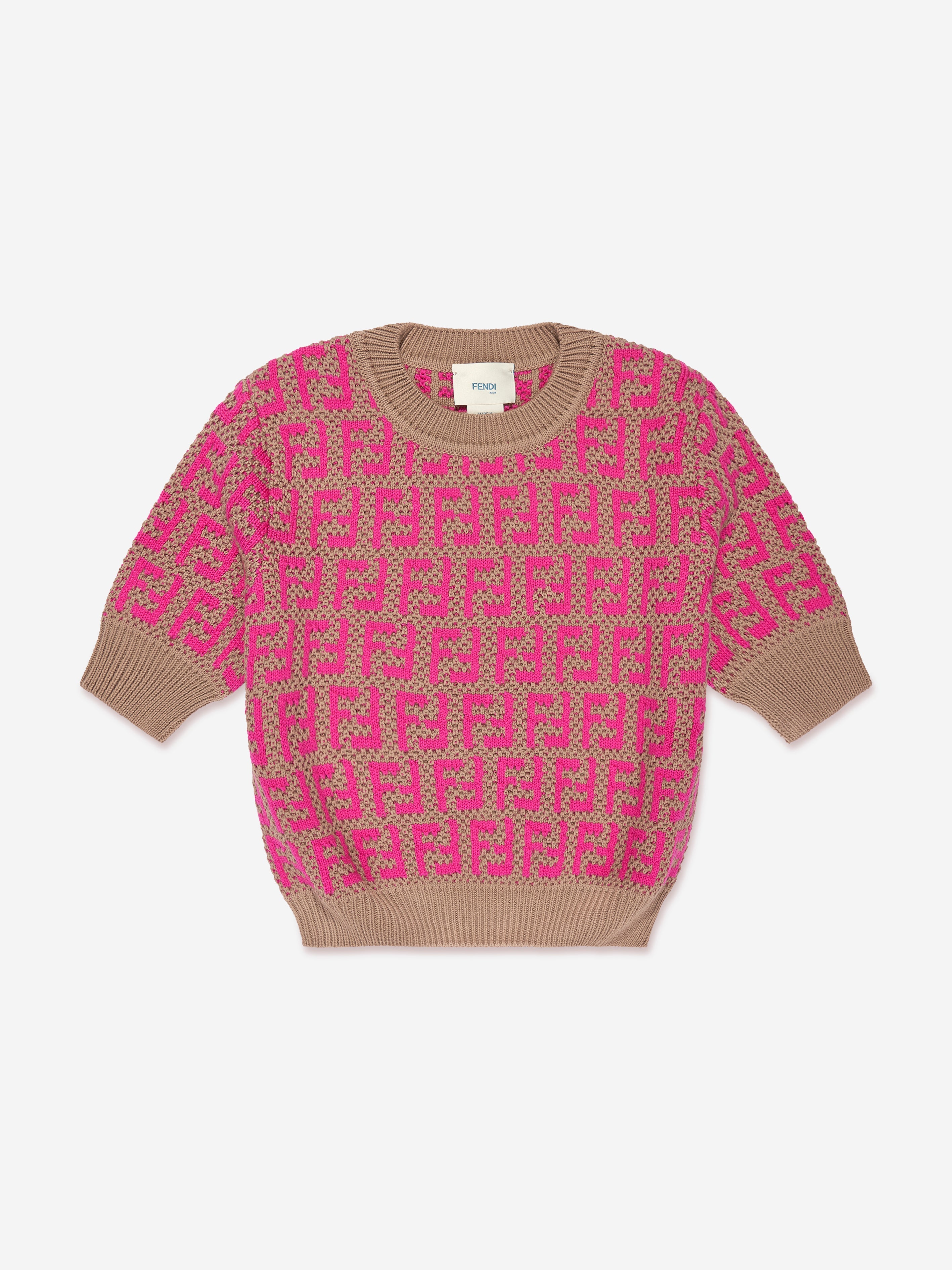 Girls Knitted Logo Top in Pink