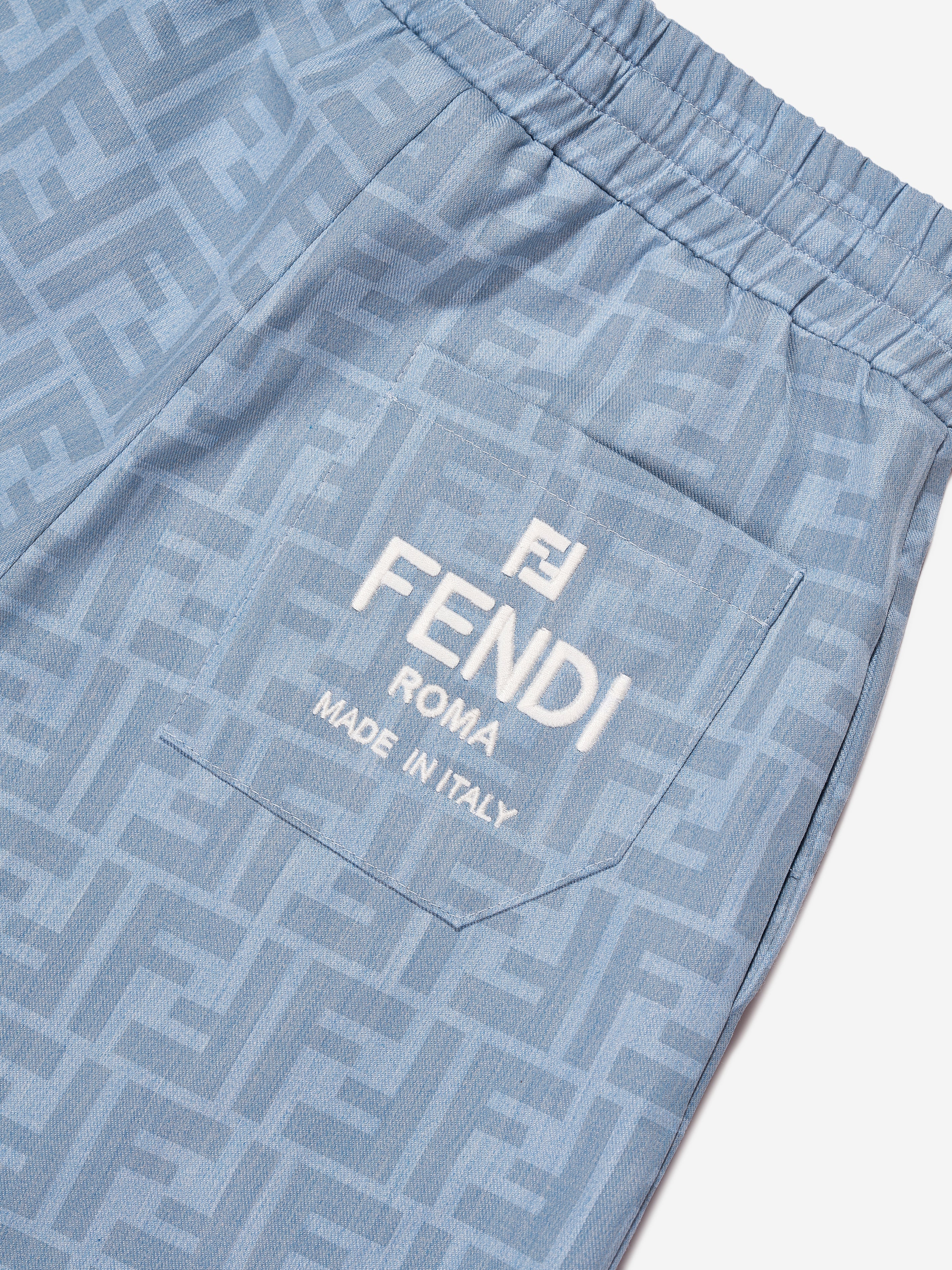 Boys Chambray FF Logo Joggers in Blue