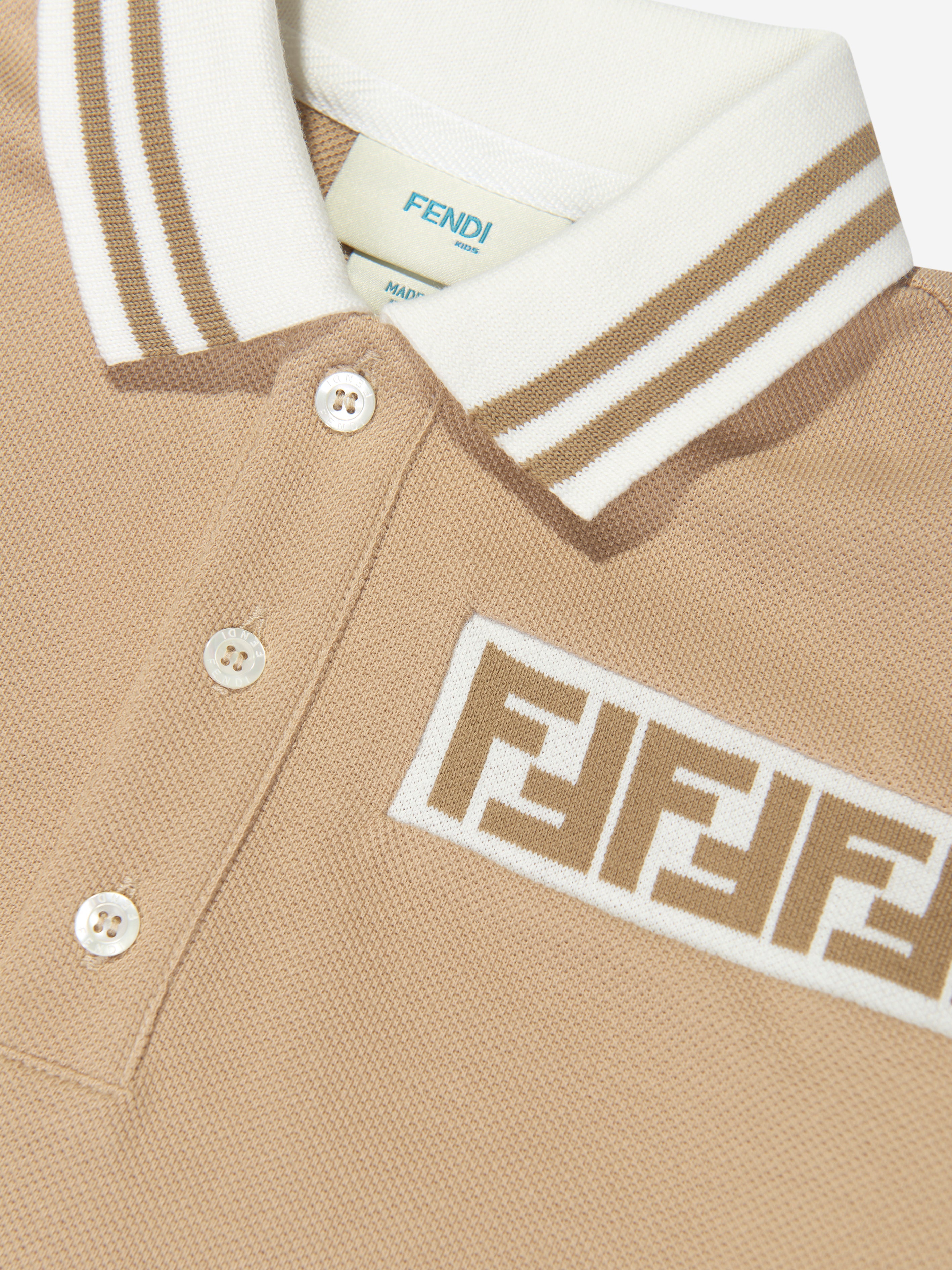 Boys FF Logo Polo Shirt in Beige