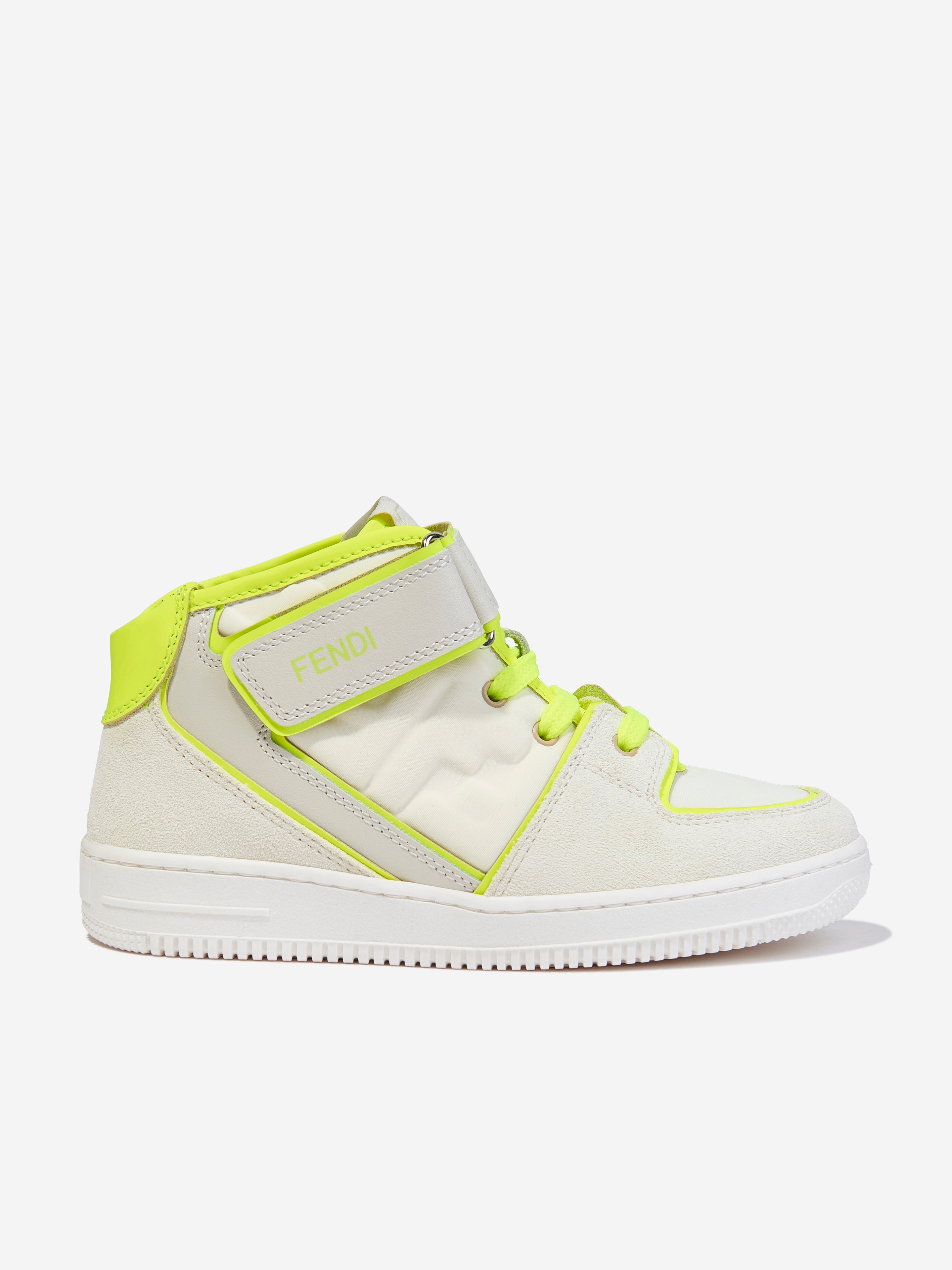 Kids Leather Logo Trainers in Ivory